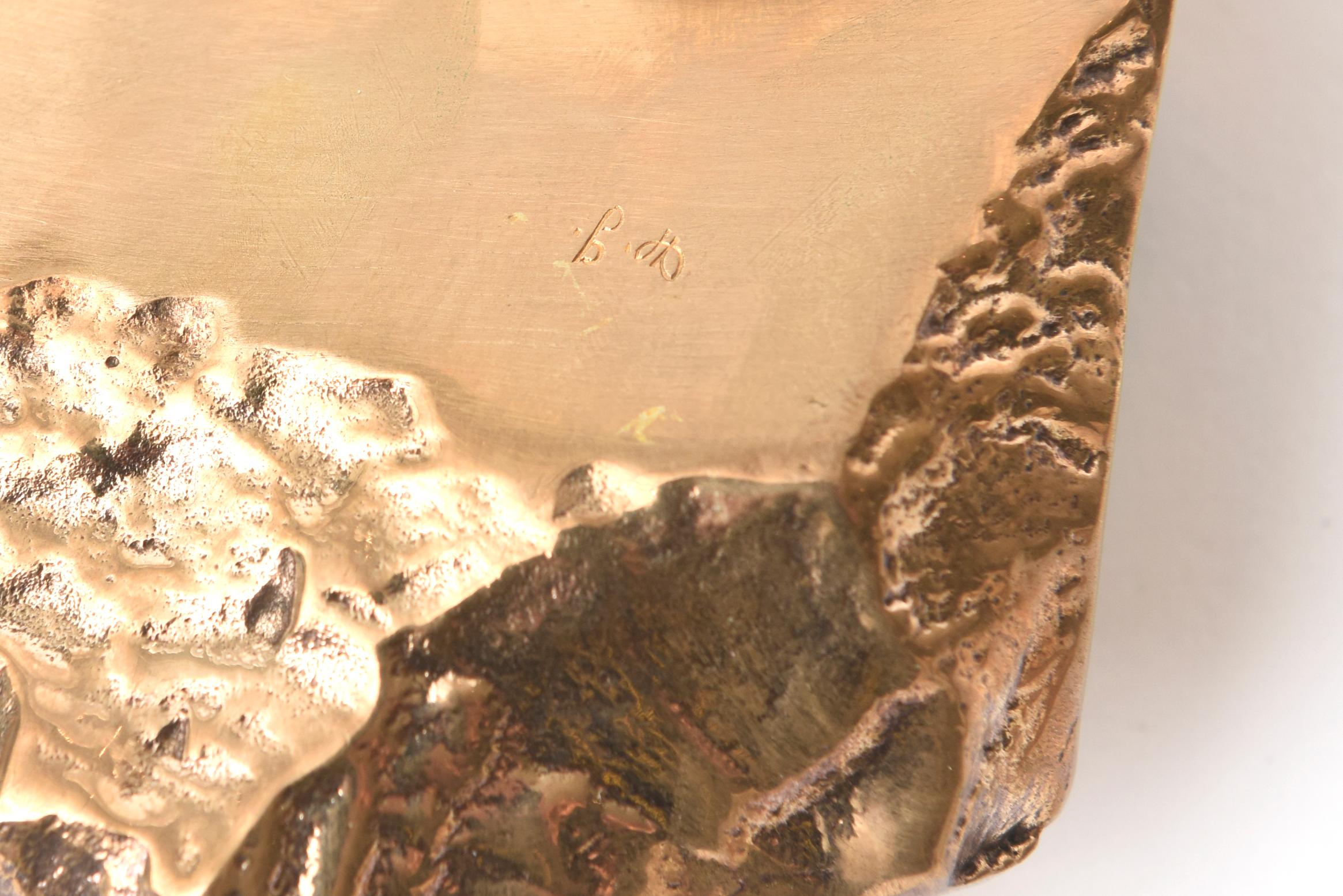 Sculpture de bol à pépites massives en bronze doré, Vide Poche ou accessoire de bureau vintage en vente 1