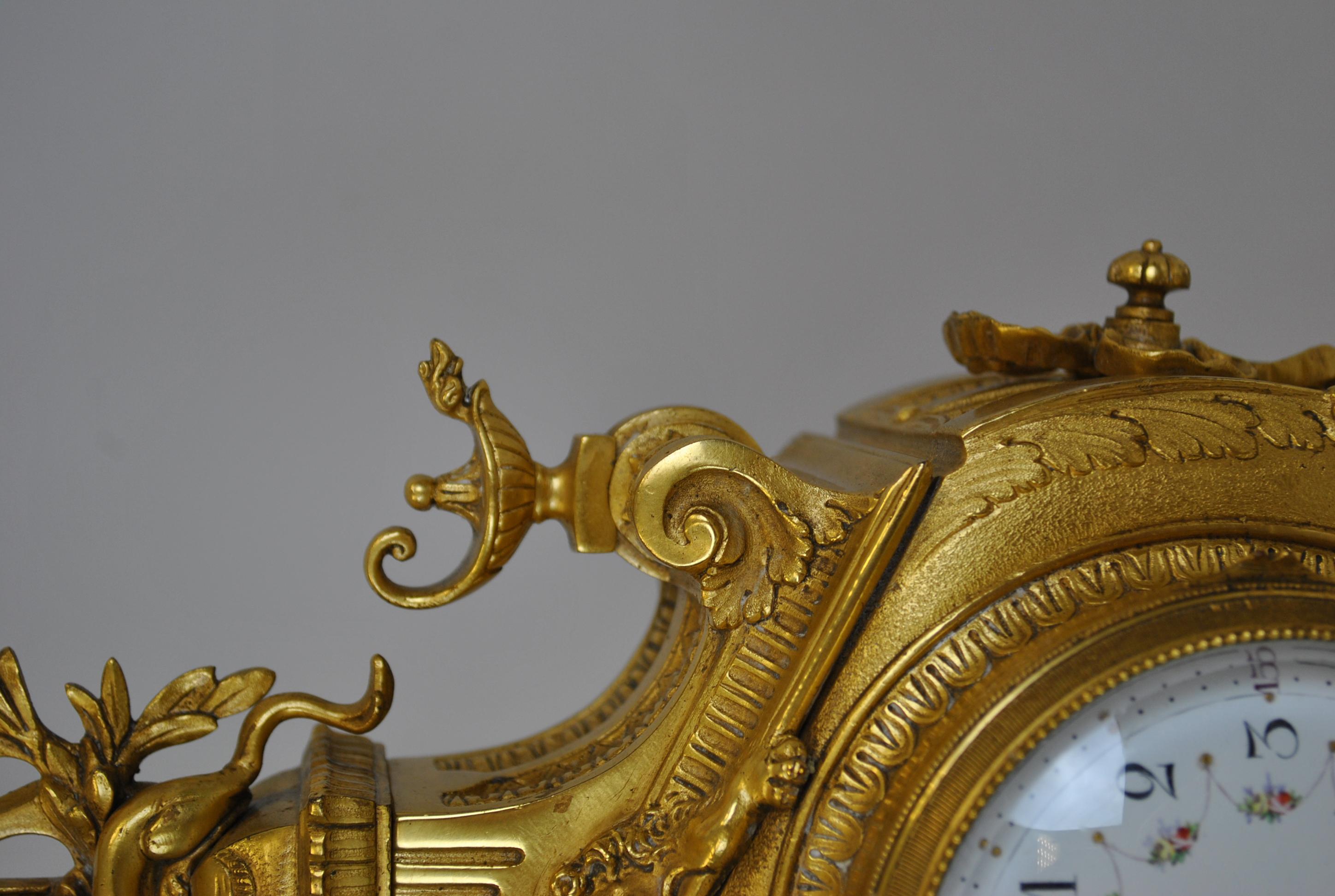 Reloj de Bronce Dorado, Siglo XIX en venta 2