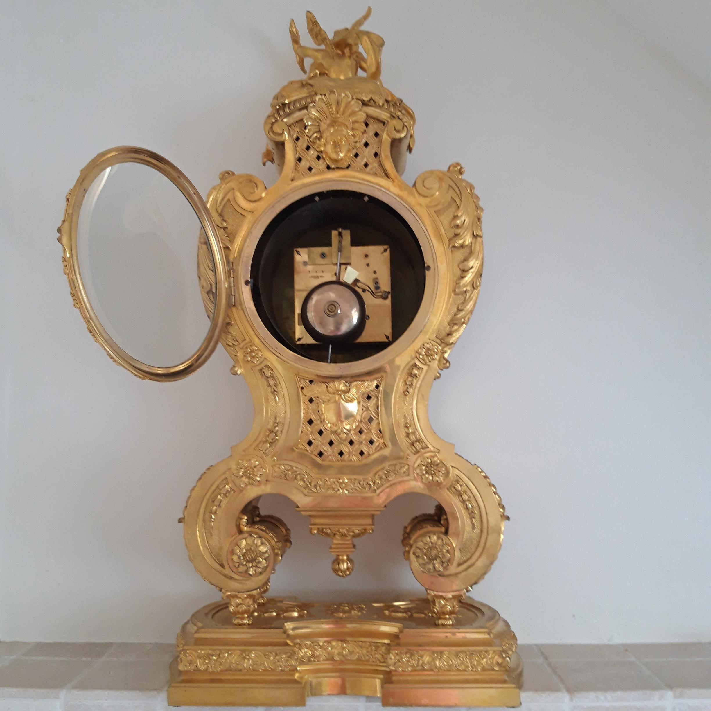 Louis XIV Gilt Bronze Clock by Crosnier À Paris For Sale