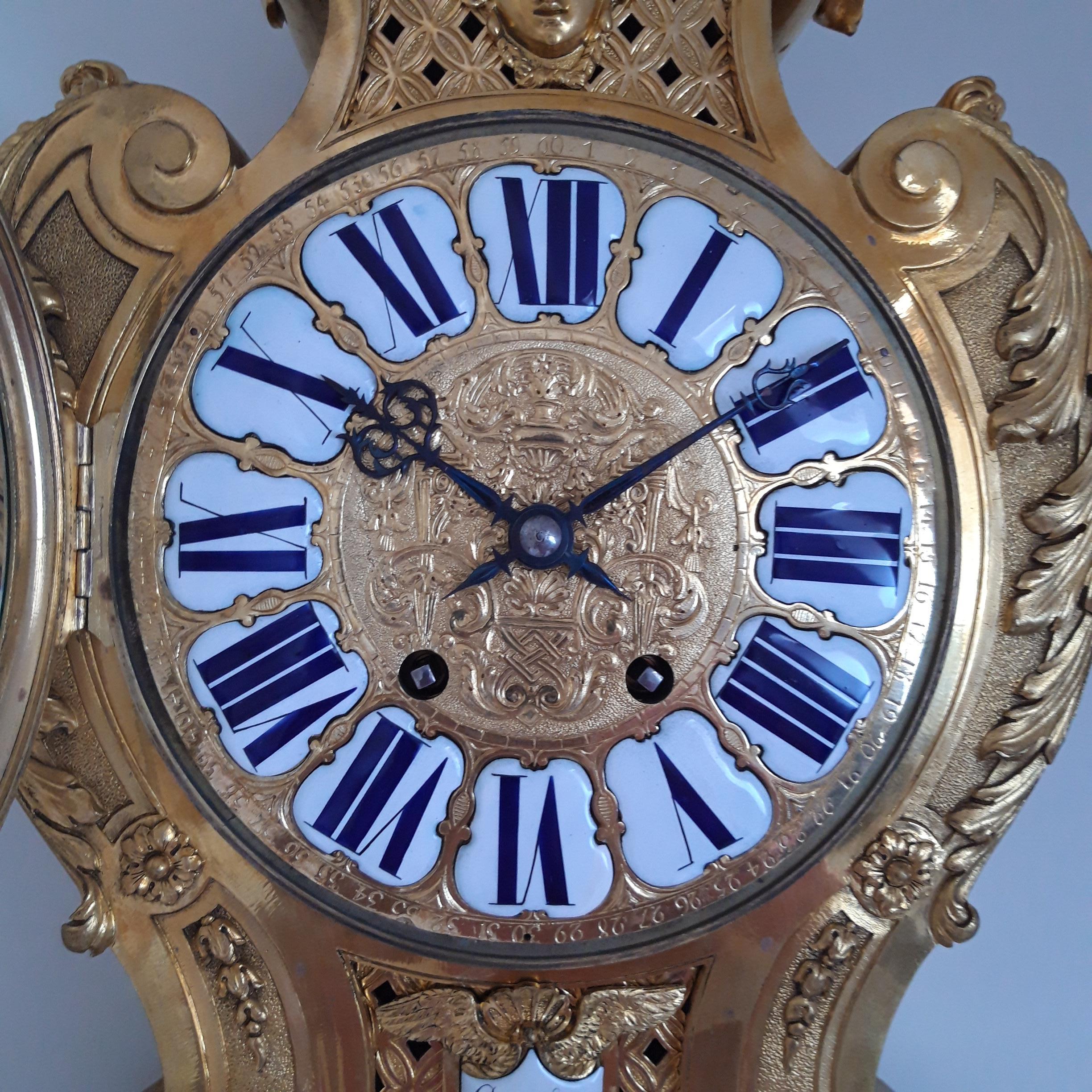 Gilt Bronze Clock by Crosnier À Paris In Excellent Condition For Sale In Heukelum, NL