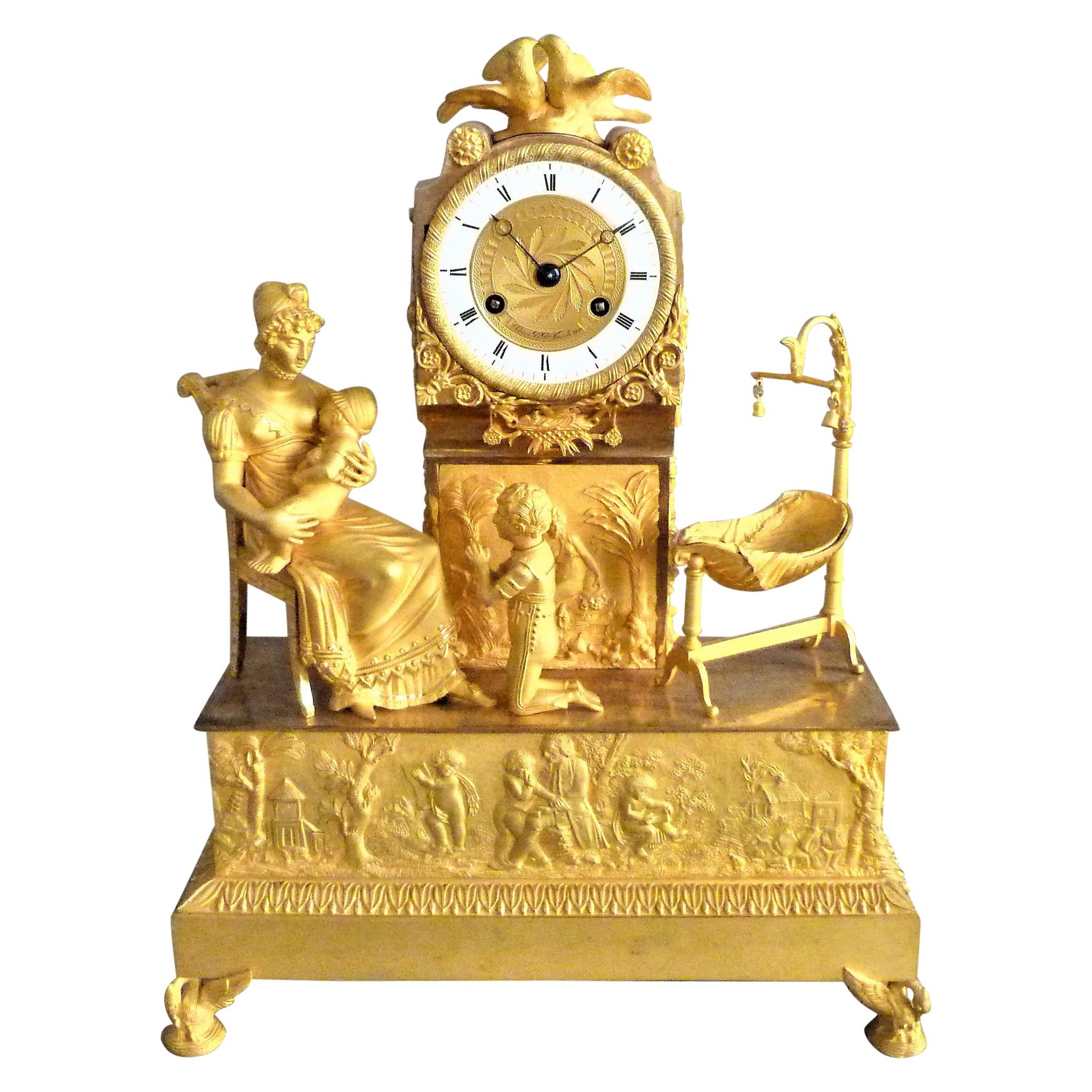 Gilt Bronze Clock "Commemoration of the Birth of the Duke of Bordeaux"