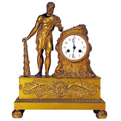 Gilt Bronze Clock Depicting Hercules, France, 1820