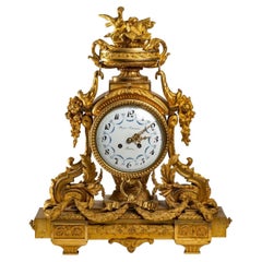 Antique Gilt Bronze Clock in the Louis XVI Style Late 19th Century