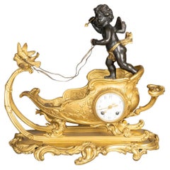 Gilt Bronze Clock, Napoleon III Period, 19th Century.