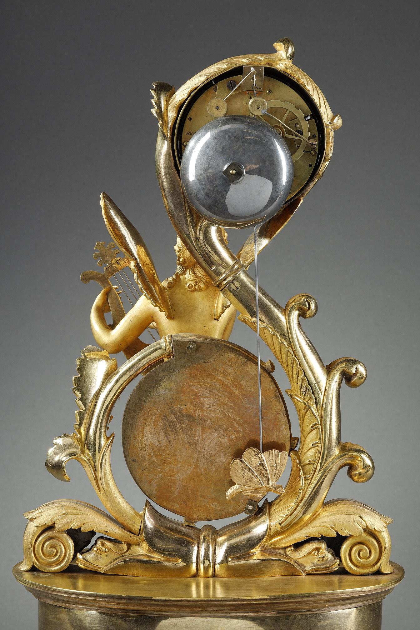 Gilt Bronze Clock with Winged Genie, Charles X Period For Sale 12