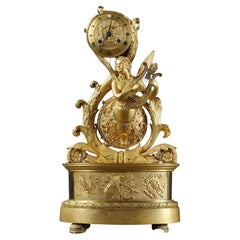 Gilt Bronze Clock with Winged Genie, Charles X Period