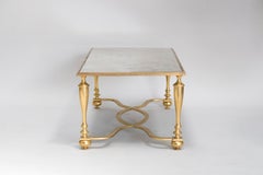 Gilt Bronze Coffee Table and Oxidized Mirror Top, 1940s