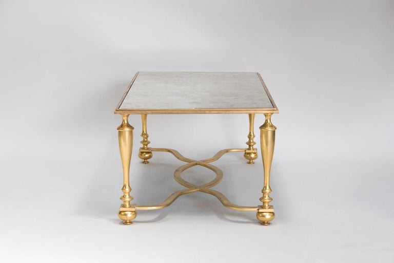 Gilt Bronze Coffee Table and Oxidized Mirror Top, 1940s at ...