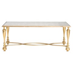 Gilt Bronze Coffee Table and Oxidized Mirror Top, 1940s