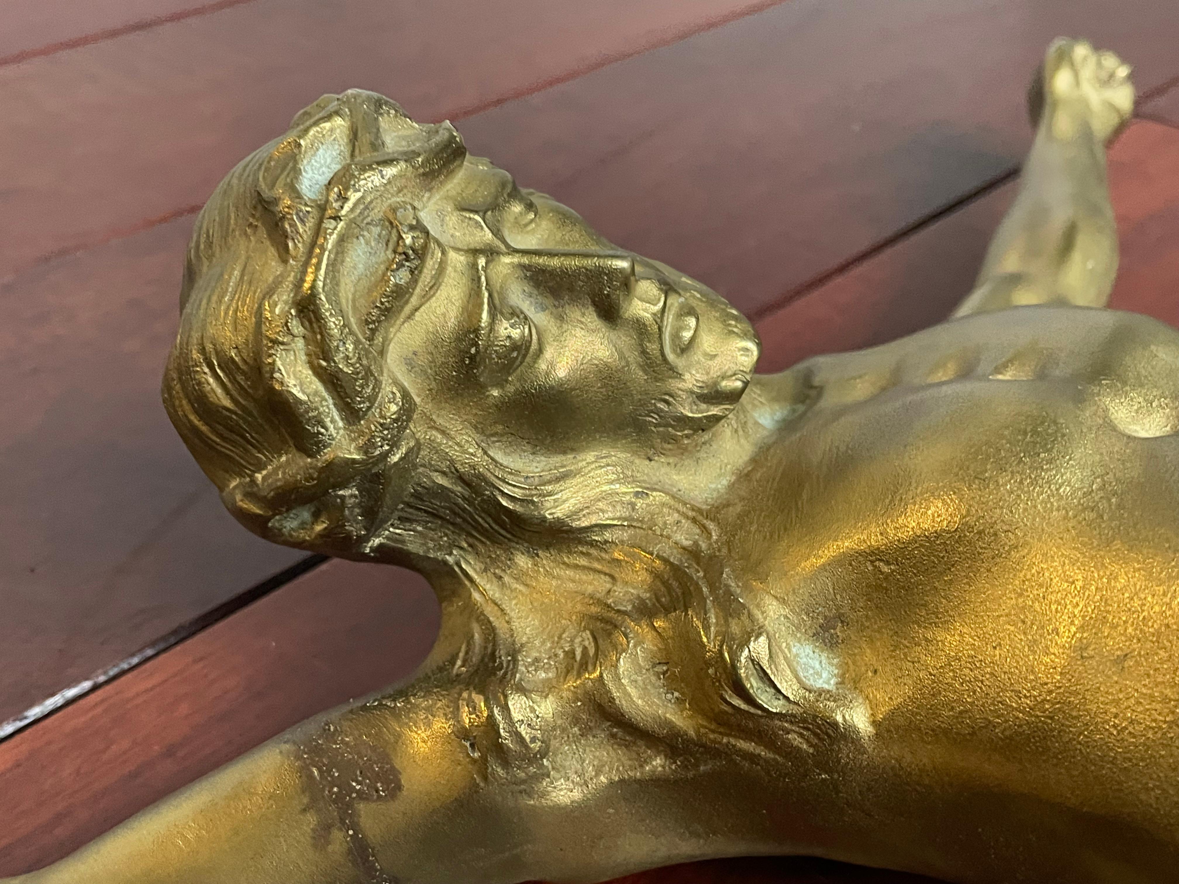 Gilt Bronze Corpus of Christ Wall Sculpture by Norga Art Deco Era, Rare & Large 4