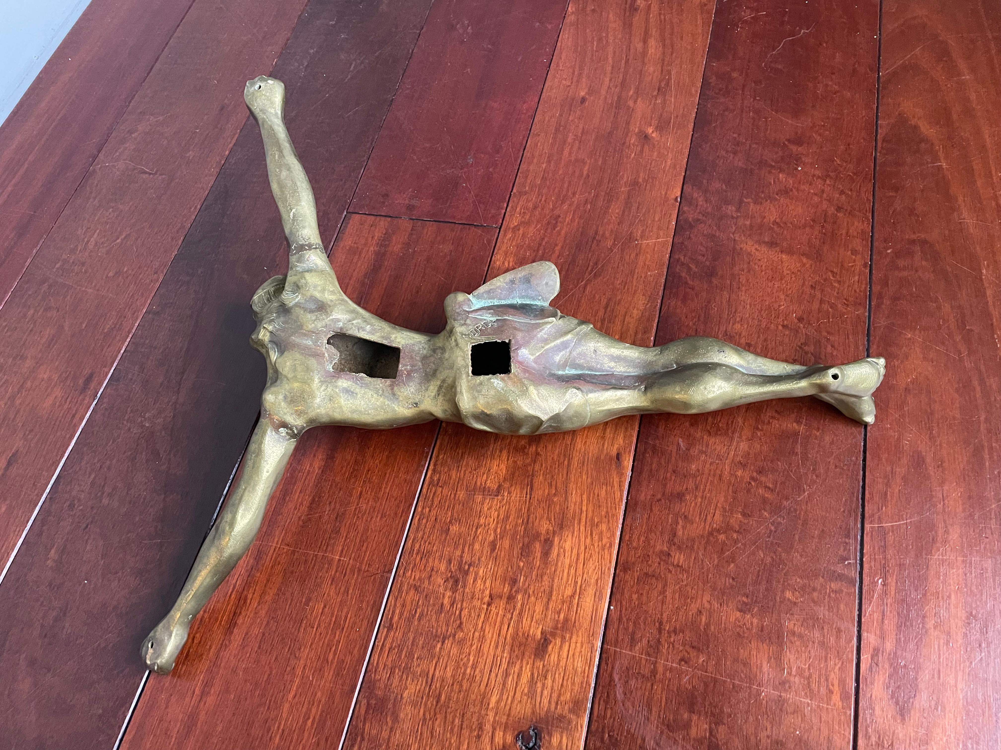 Gilt Bronze Corpus of Christ Wall Sculpture by Norga Art Deco Era, Rare & Large 7