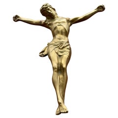 Gilt Bronze Corpus of Christ Wall Sculpture by Norga Art Deco Era, Rare & Large