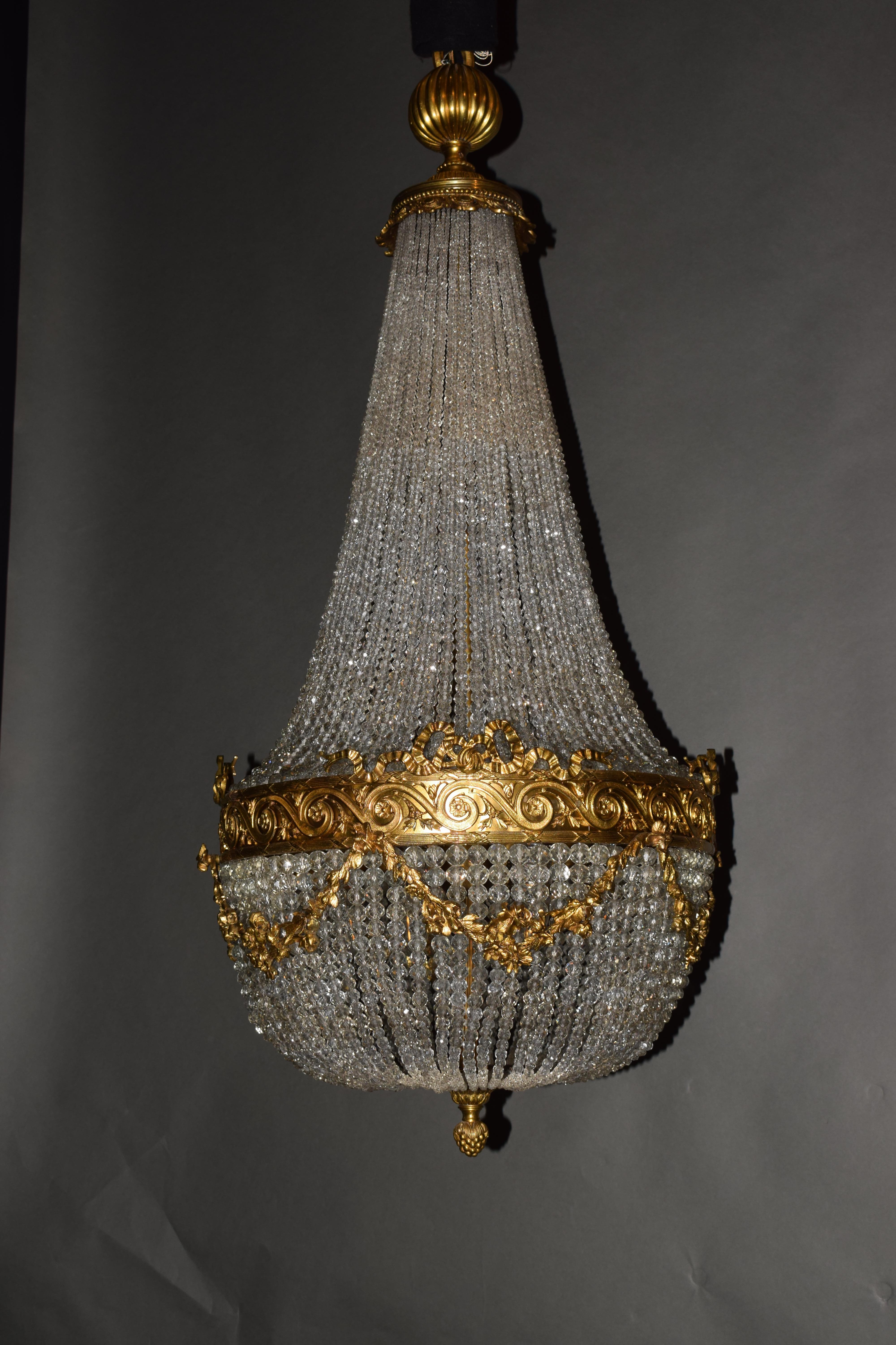 Vergoldeter Kronleuchter „Basket“ aus Bronze und Kristall im Angebot 7