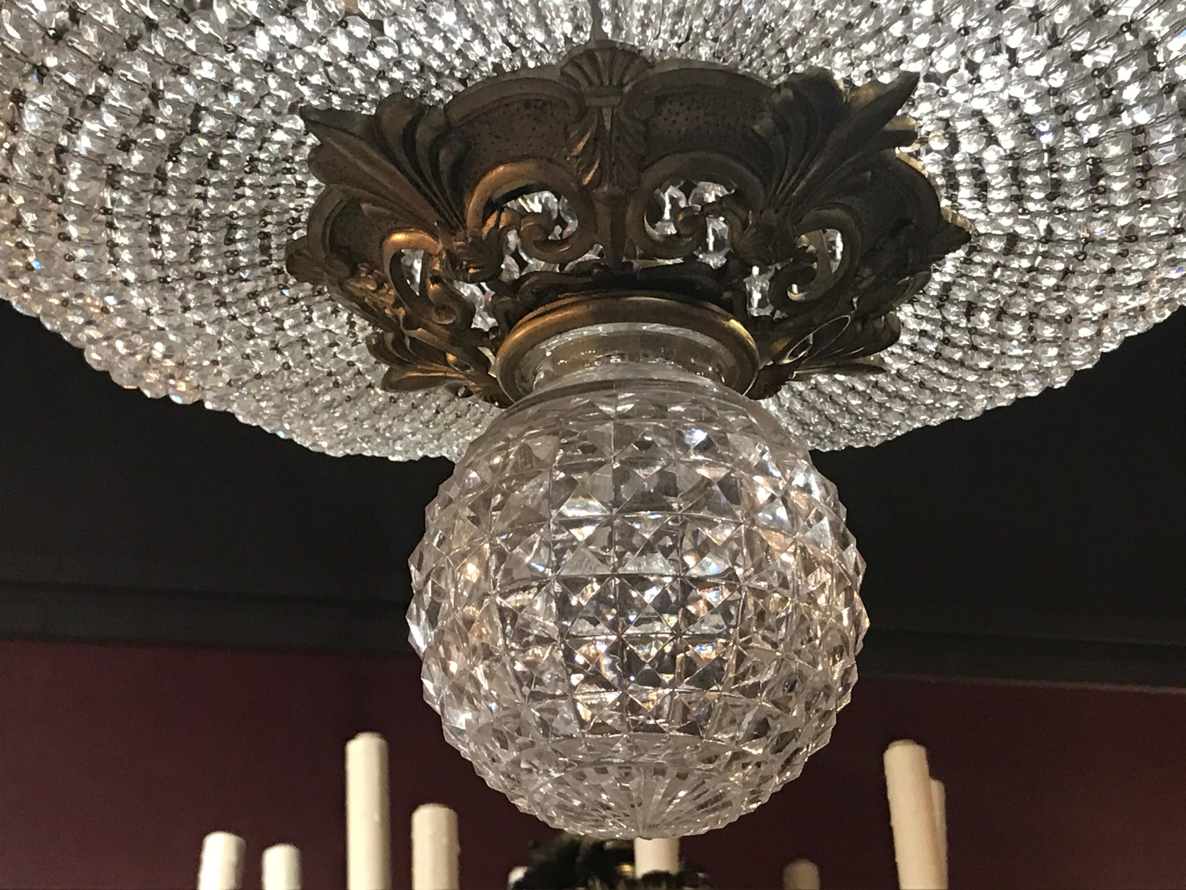 Gilt Bronze and Crystal Basket Chandelier For Sale 8