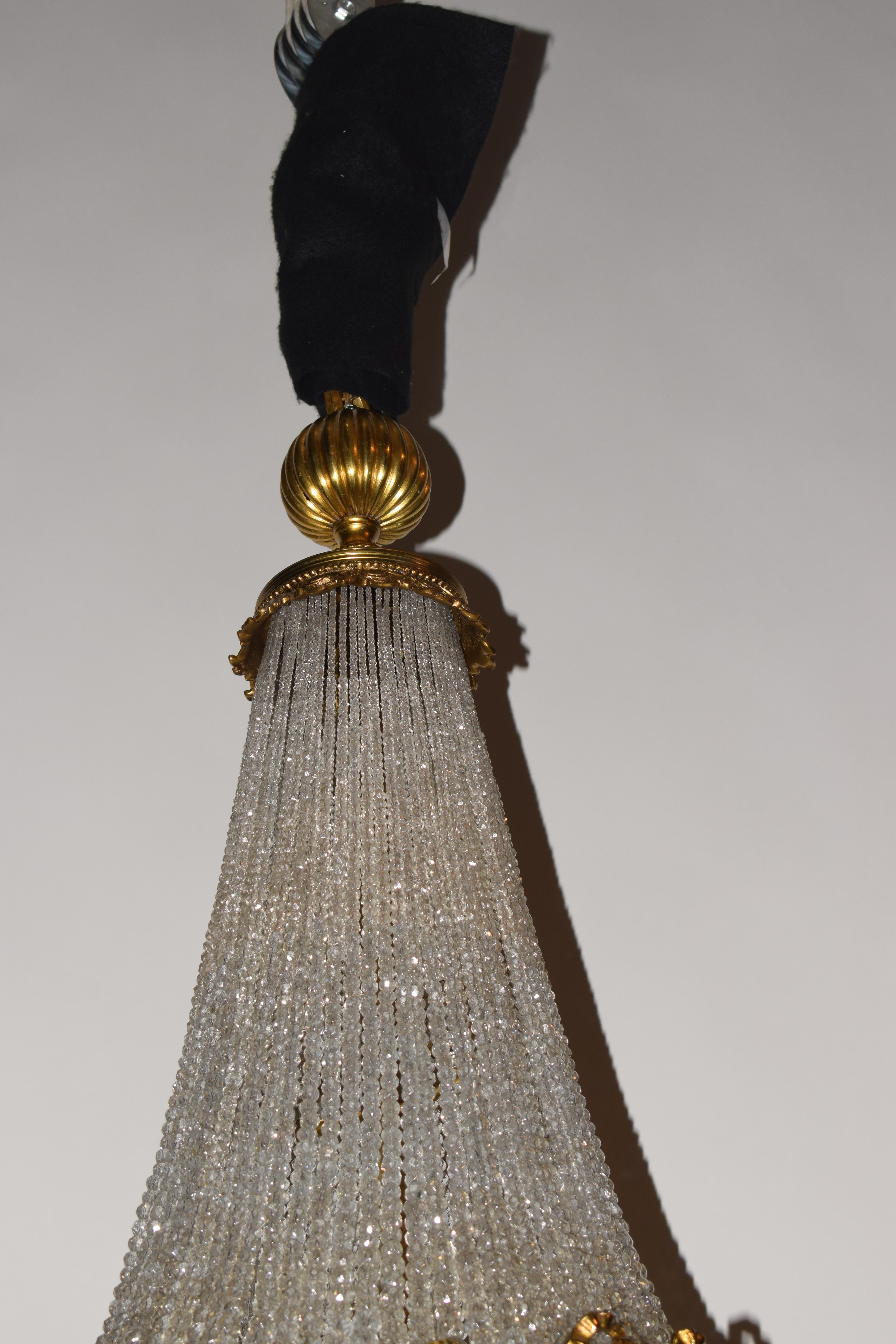 Vergoldeter Kronleuchter „Basket“ aus Bronze und Kristall im Angebot 8