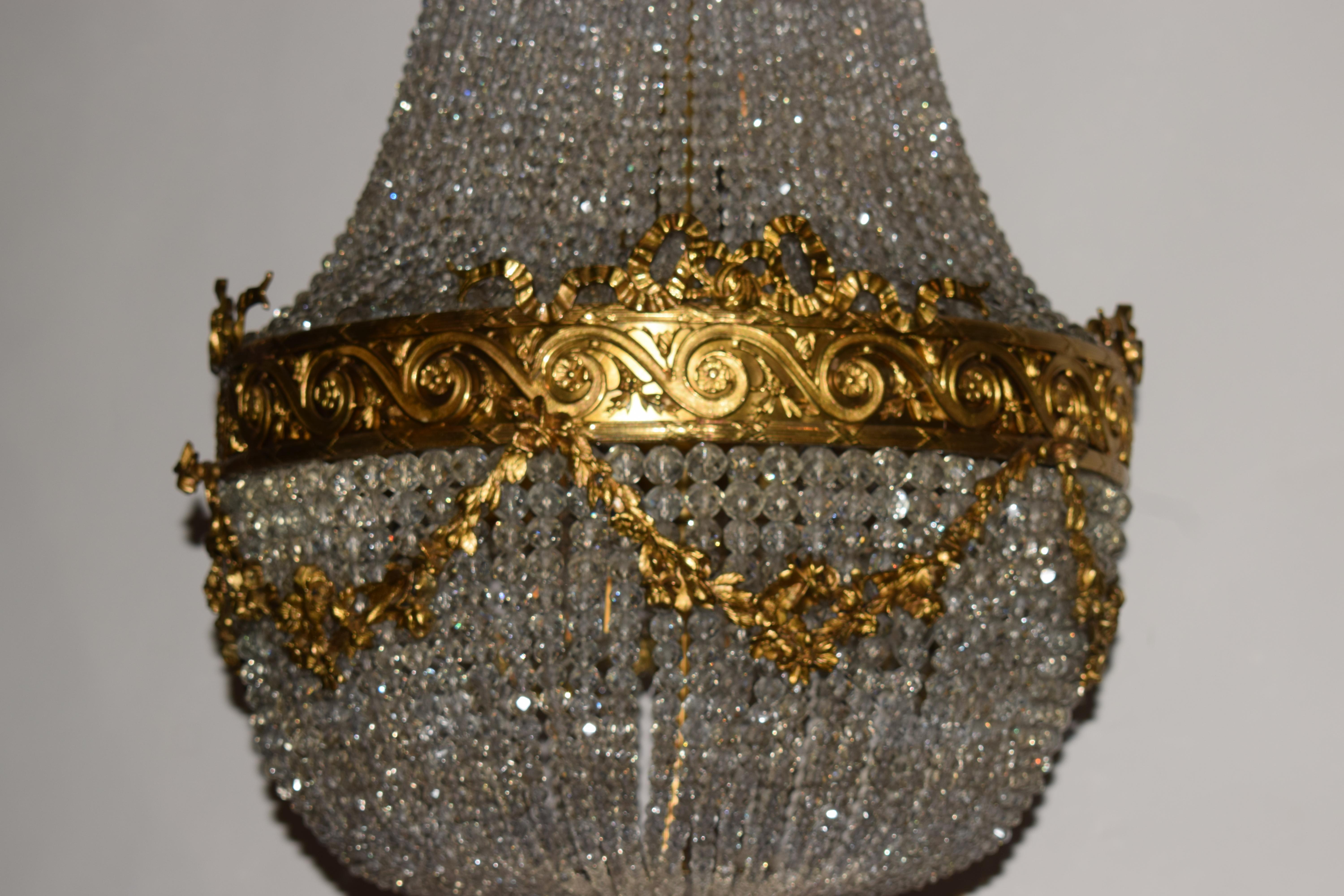Vergoldeter Kronleuchter „Basket“ aus Bronze und Kristall im Angebot 10