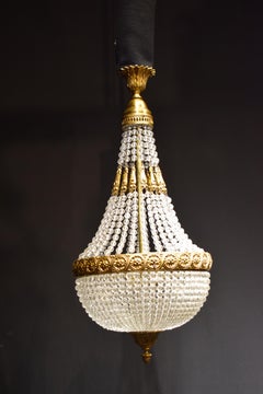 Gilt Bronze & Crystal Basket Chandelier