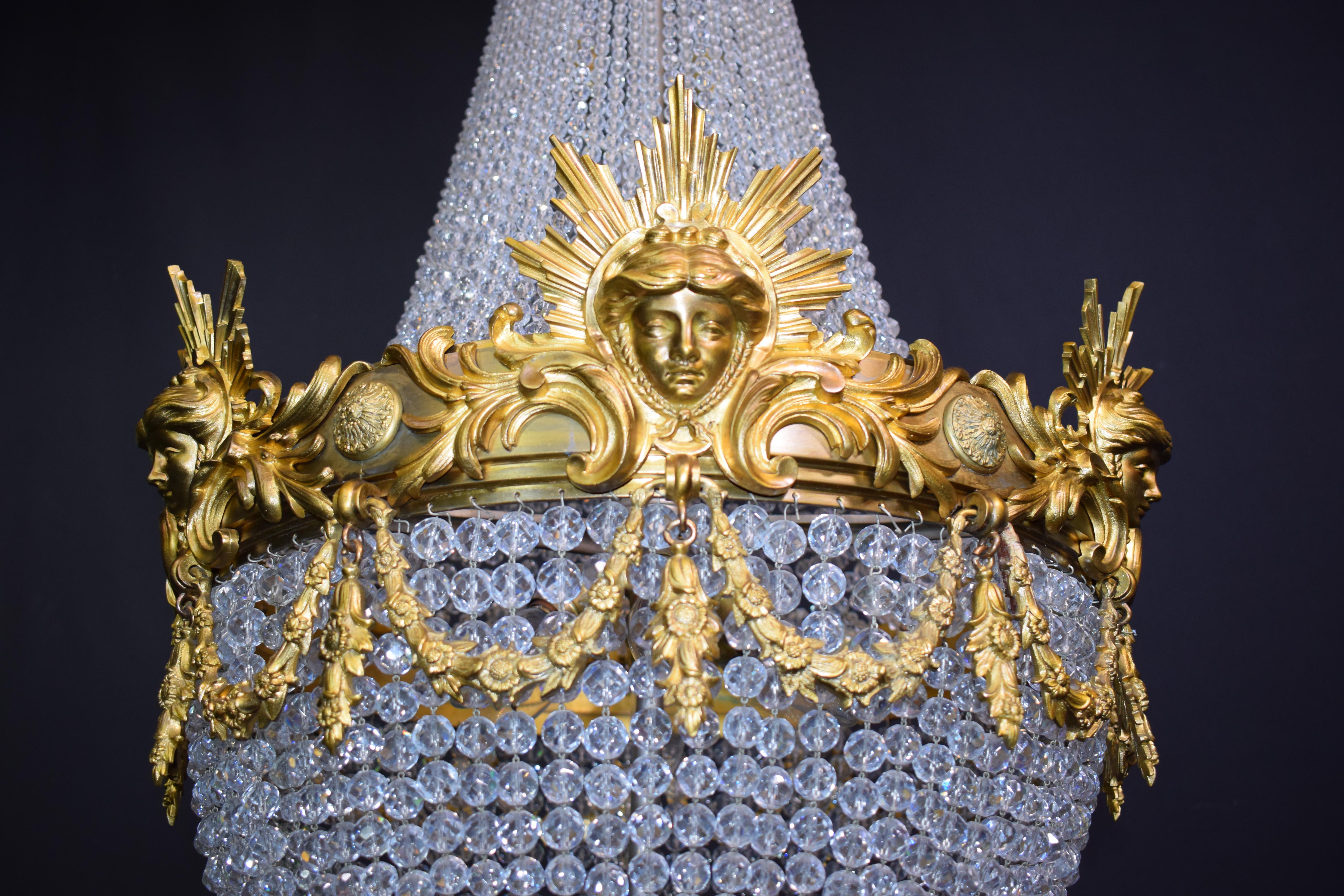 Gilt Bronze and Crystal Basket Style Chandelier by Baccarat 4