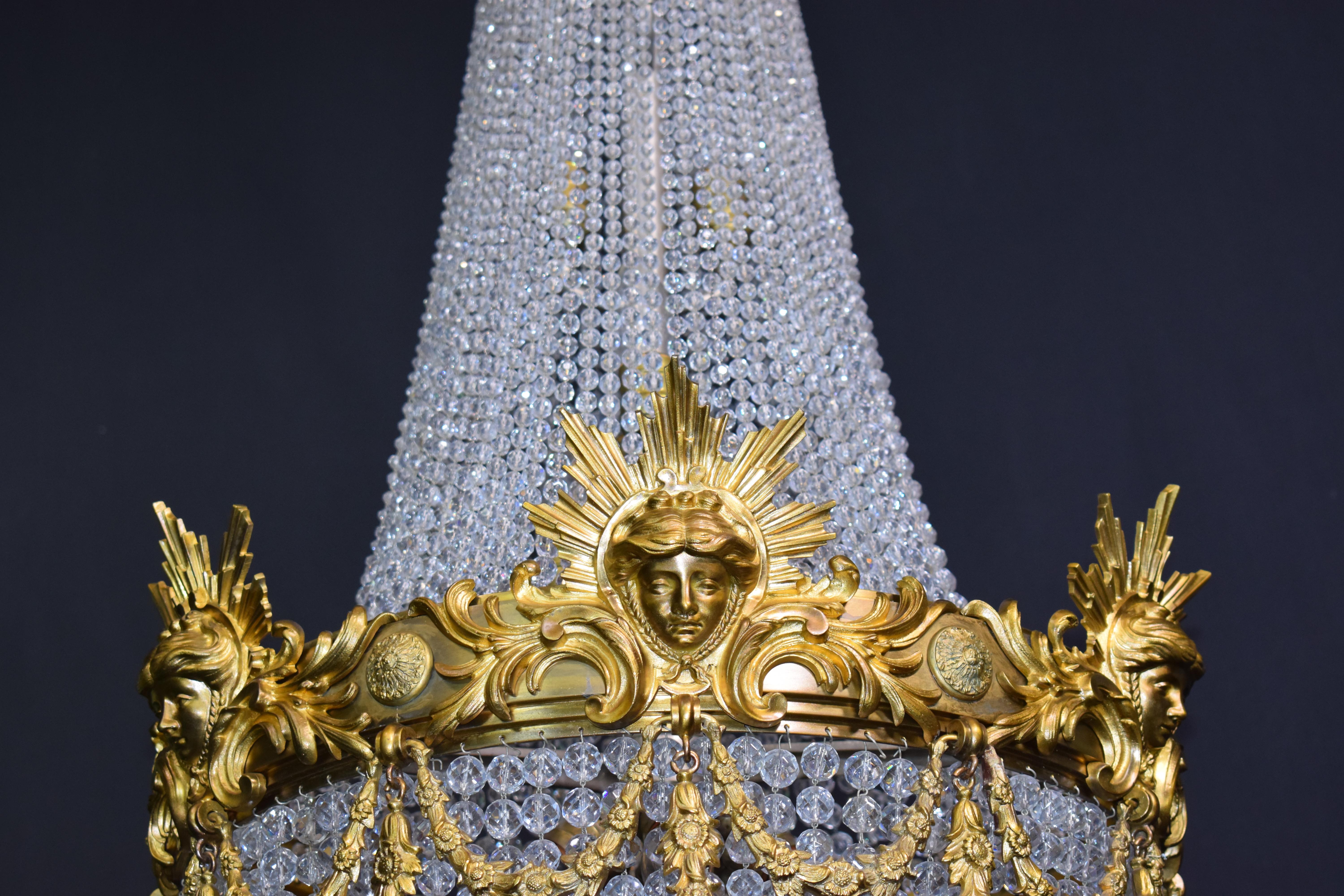 Gilt Bronze and Crystal Basket Style Chandelier by Baccarat 6