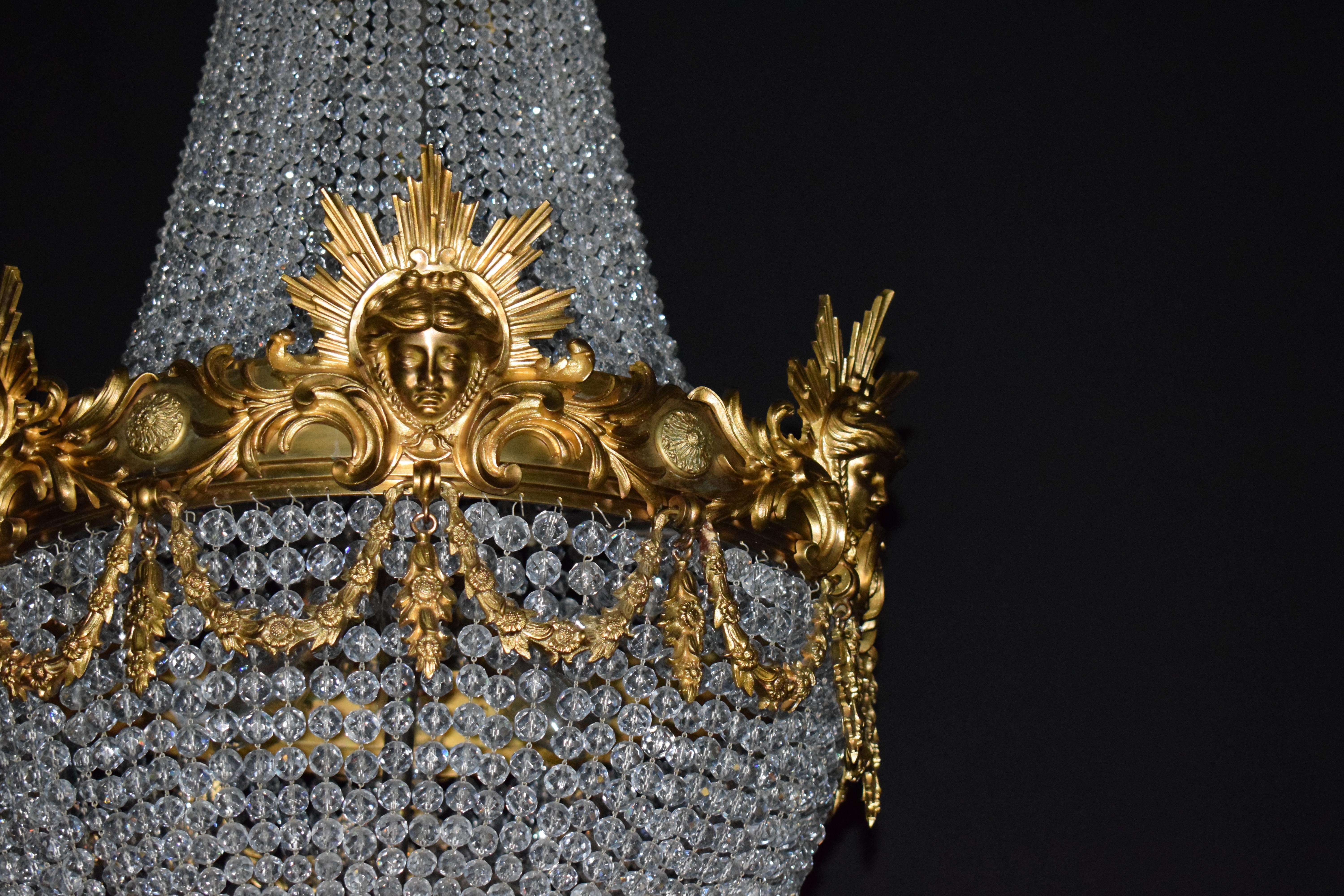 Gilt Bronze and Crystal Basket Style Chandelier by Baccarat 8