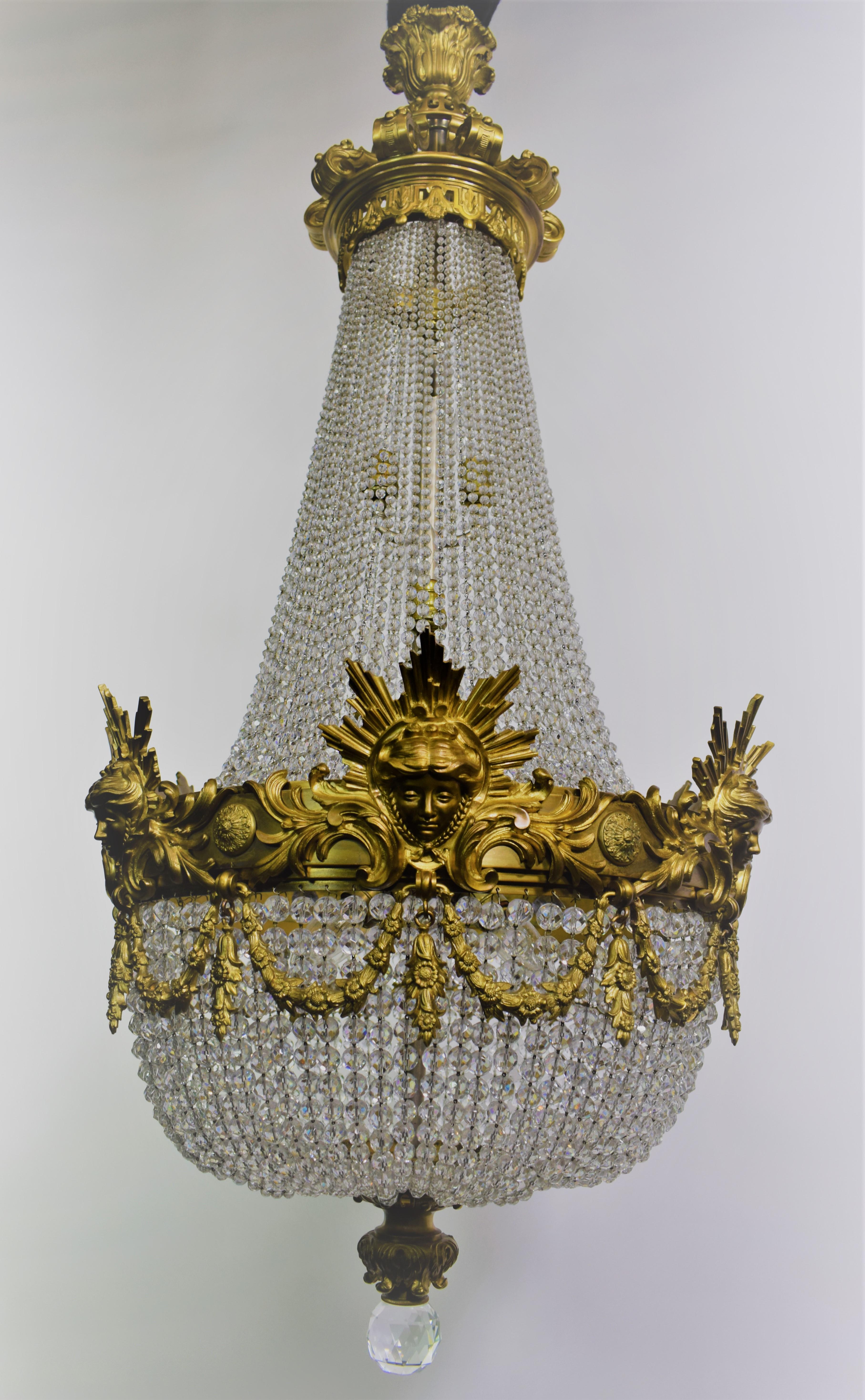 Gilt Bronze and Crystal Basket Style Chandelier by Baccarat 9