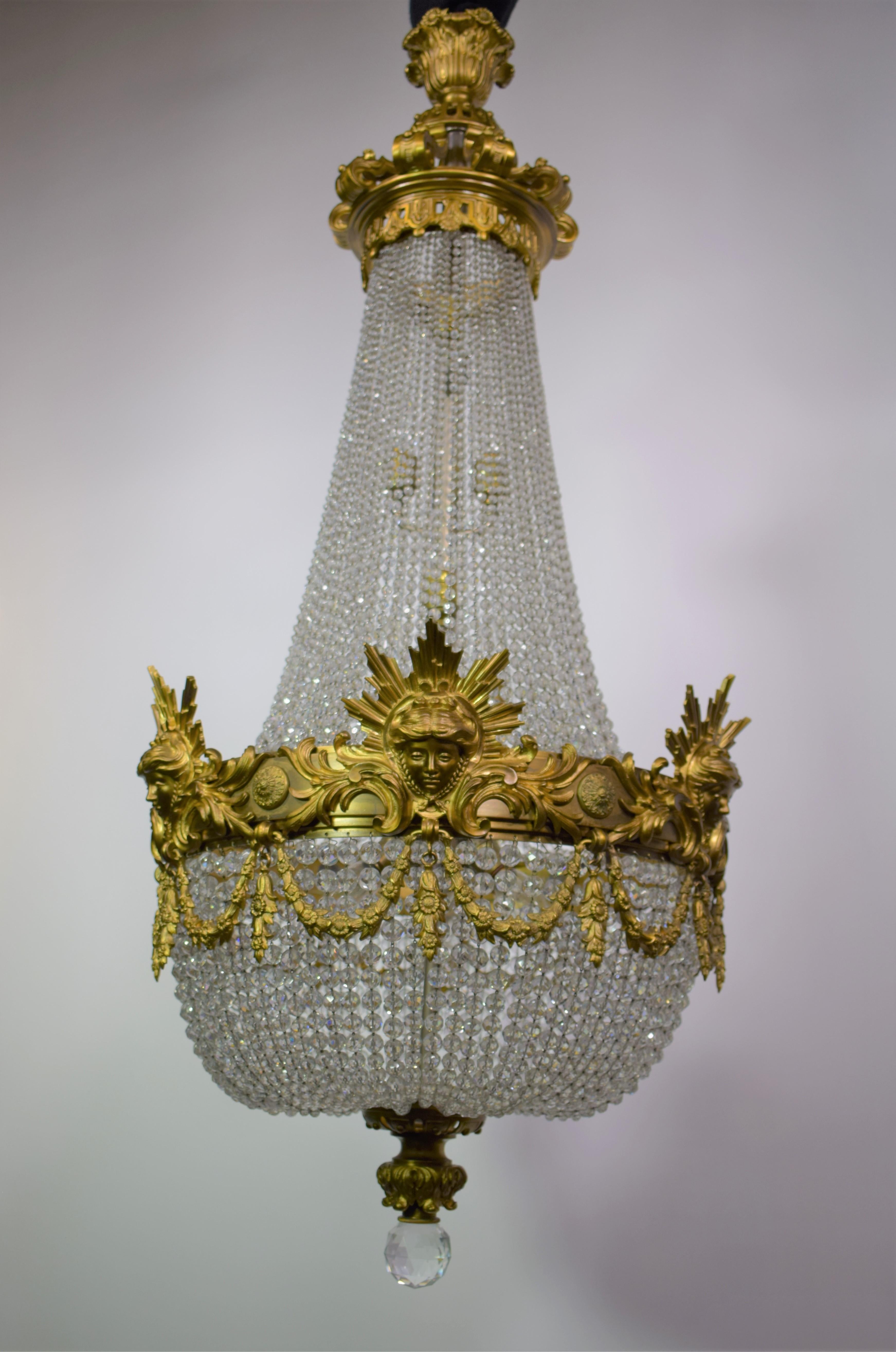 Gilt Bronze and Crystal Basket Style Chandelier by Baccarat 10