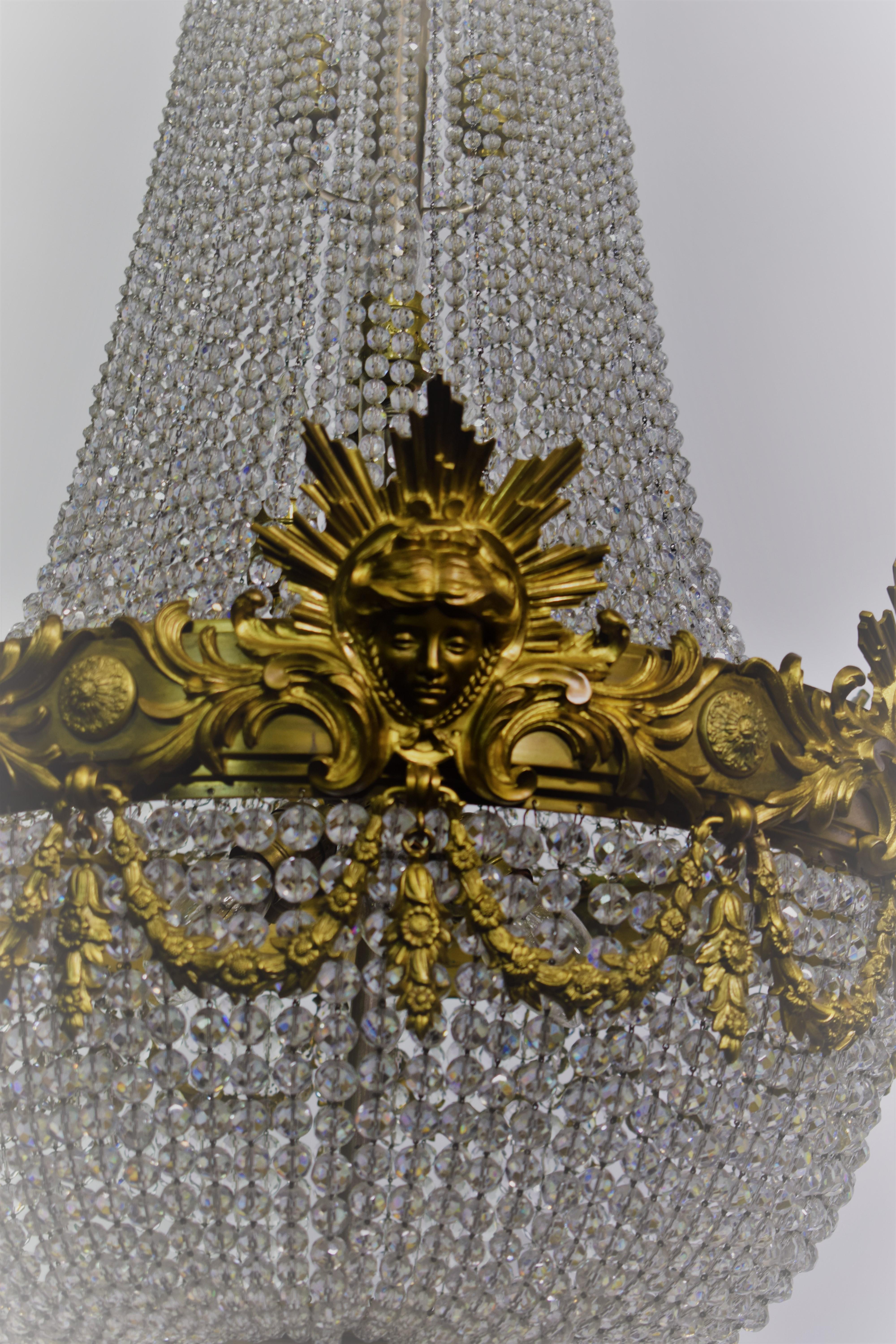 Gilt Bronze and Crystal Basket Style Chandelier by Baccarat 11