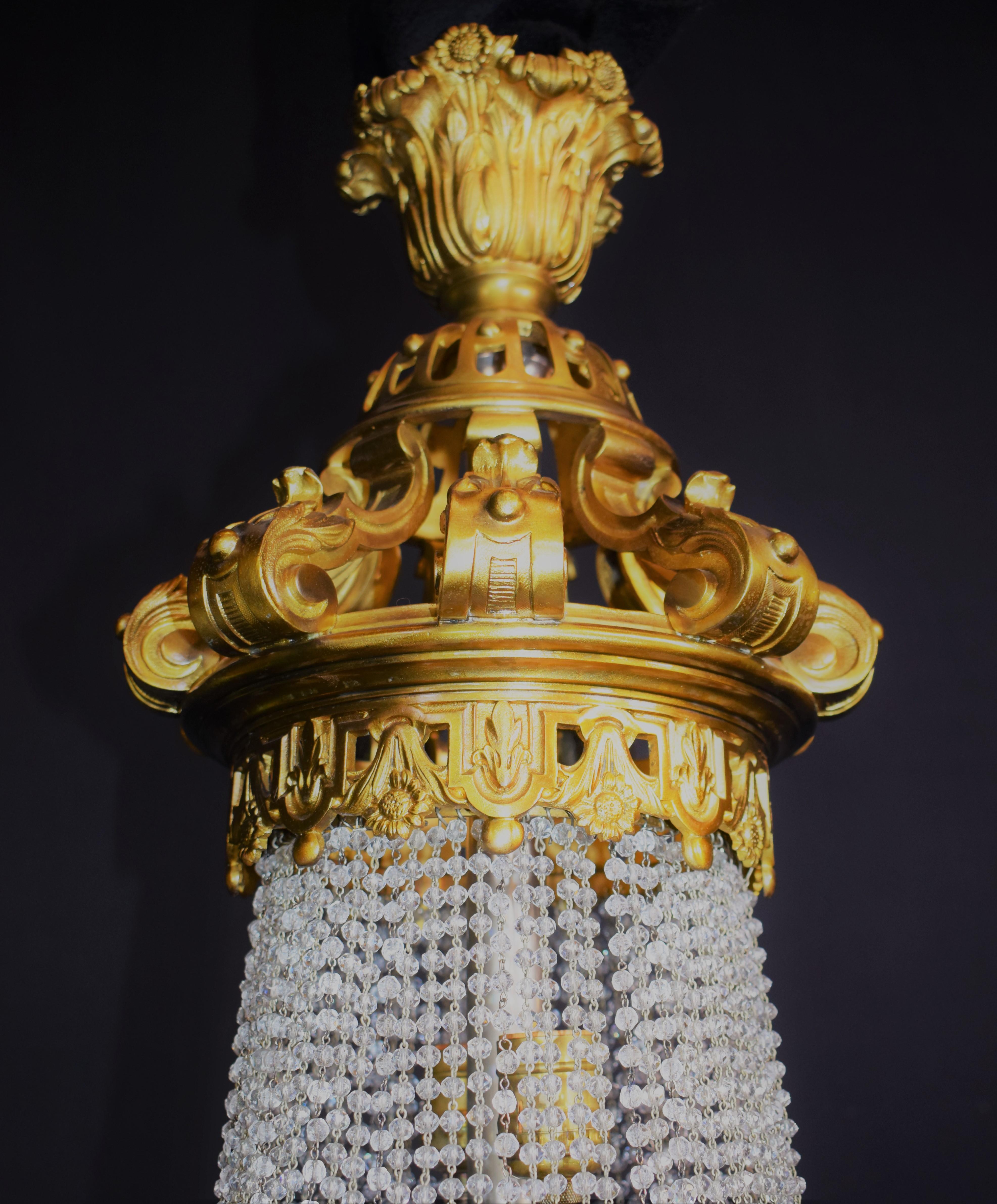 Gilt Bronze and Crystal Basket Style Chandelier by Baccarat 12