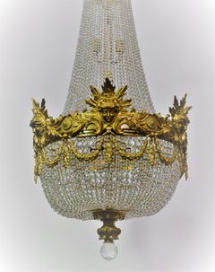 Gilt Bronze and Crystal Basket Style Chandelier by Baccarat