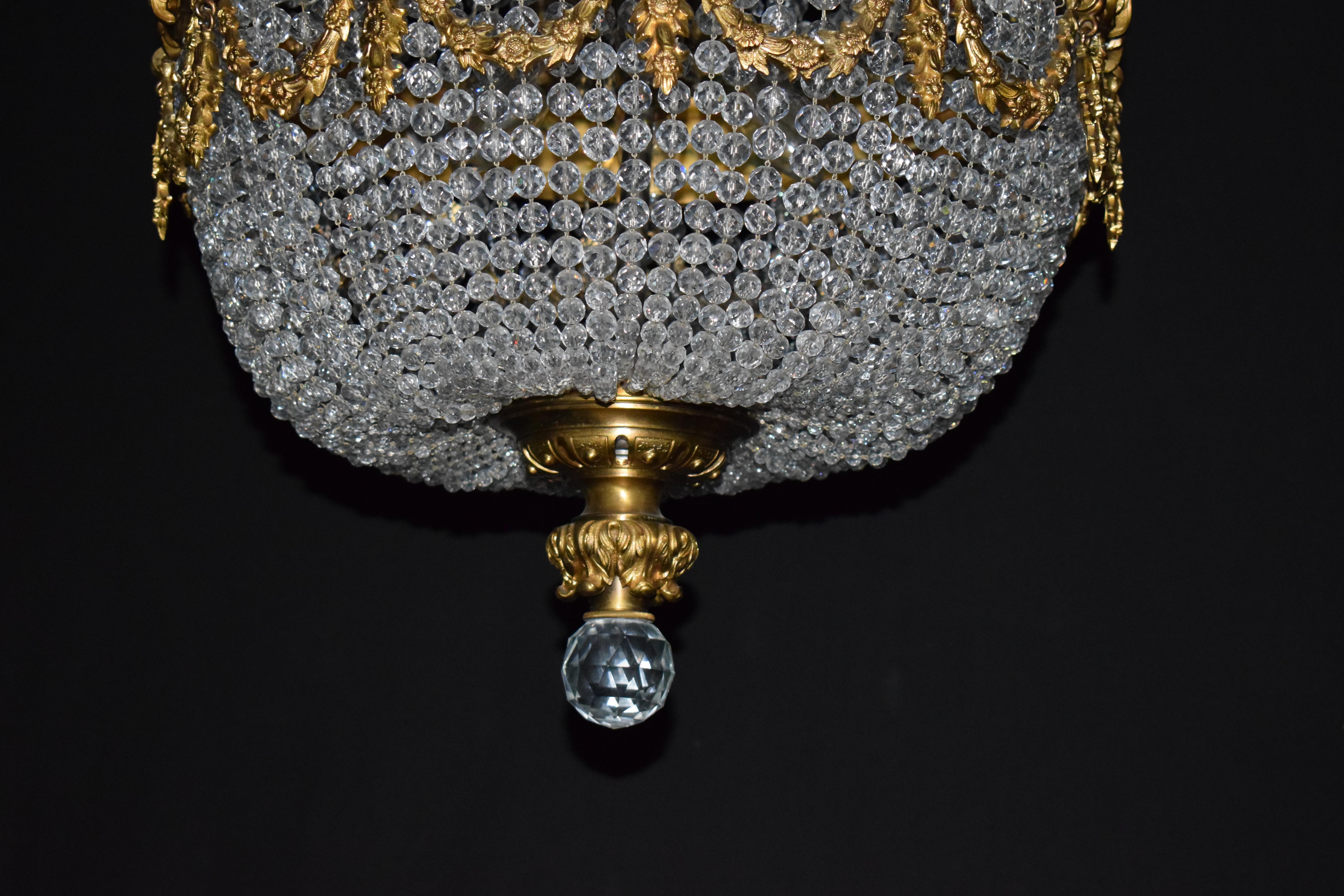 Gilt Bronze and Crystal Basket Style Chandelier by Baccarat 1