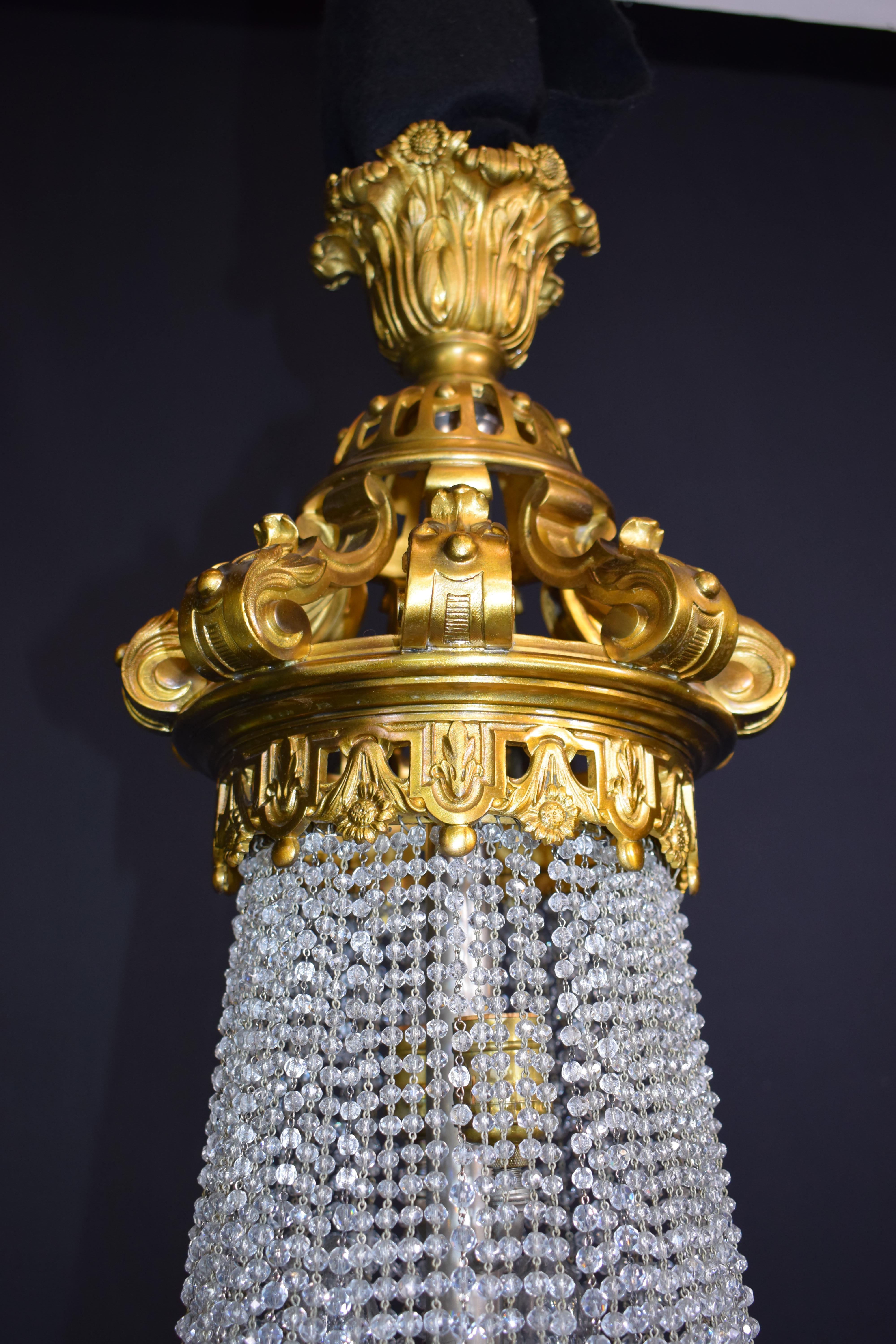 Gilt Bronze and Crystal Basket Style Chandelier by Baccarat 3