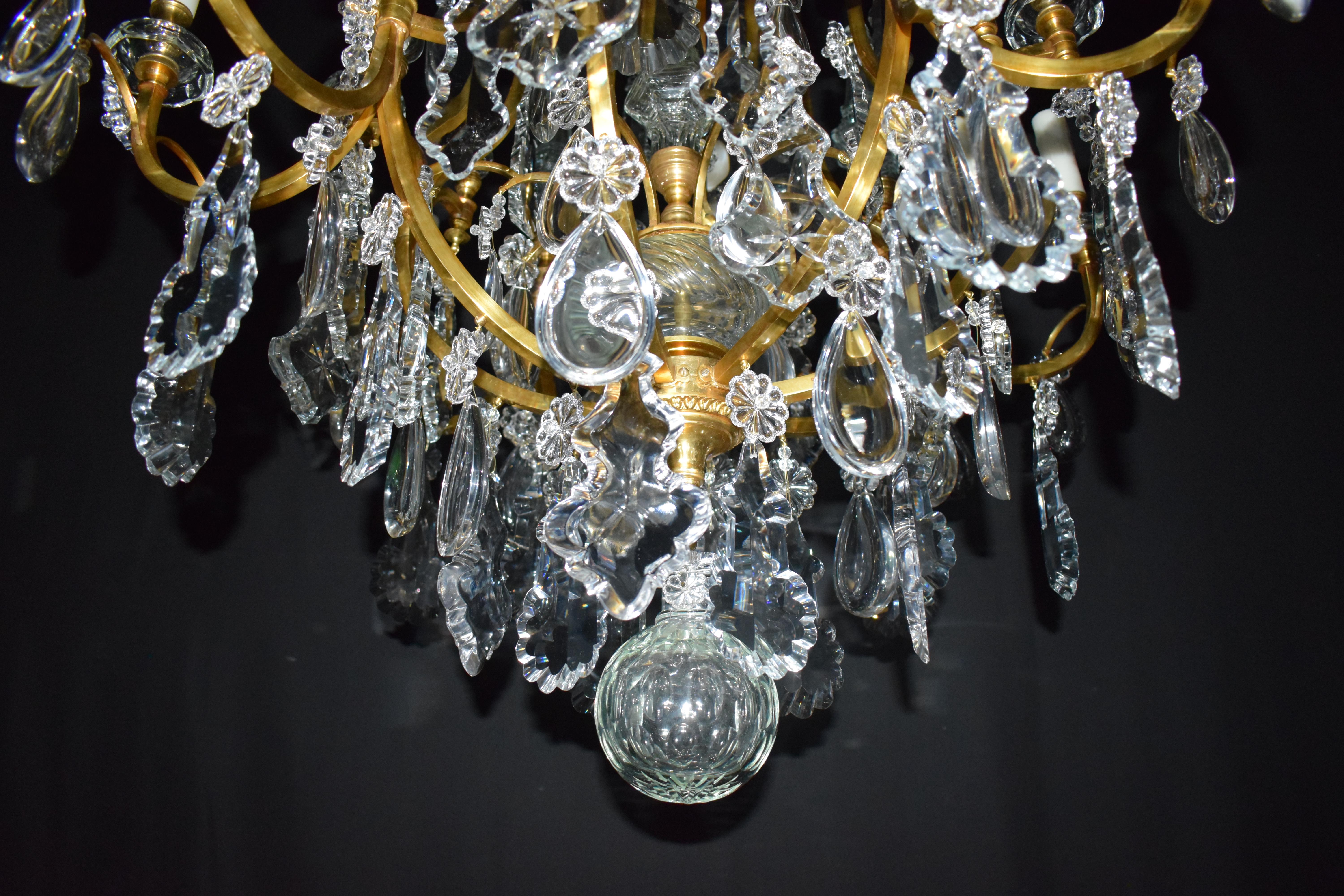 Gilt Bronze & Crystal Chandelier by Baccarat For Sale 5