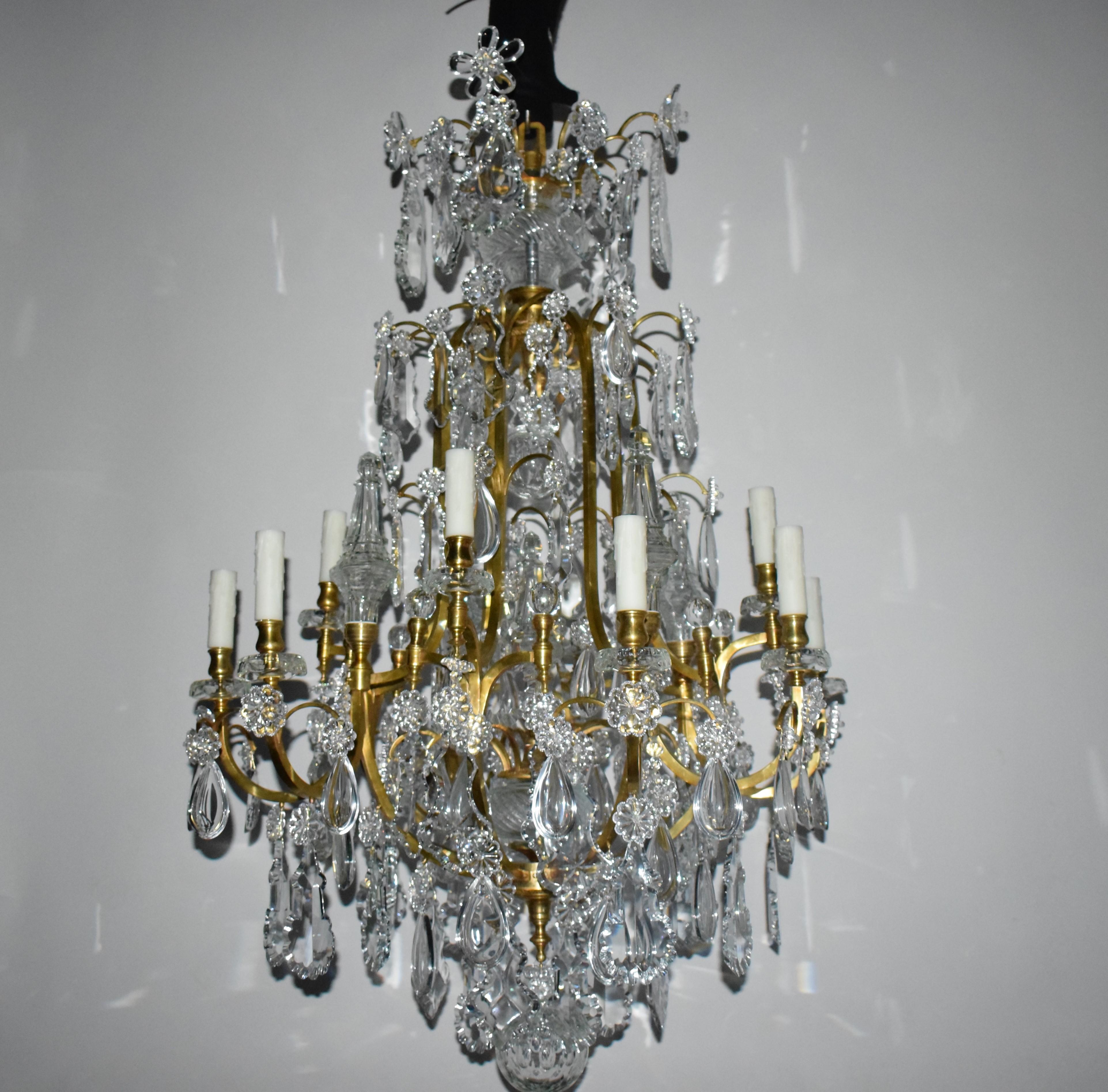 Gilt Bronze & Crystal Chandelier by Baccarat For Sale 6