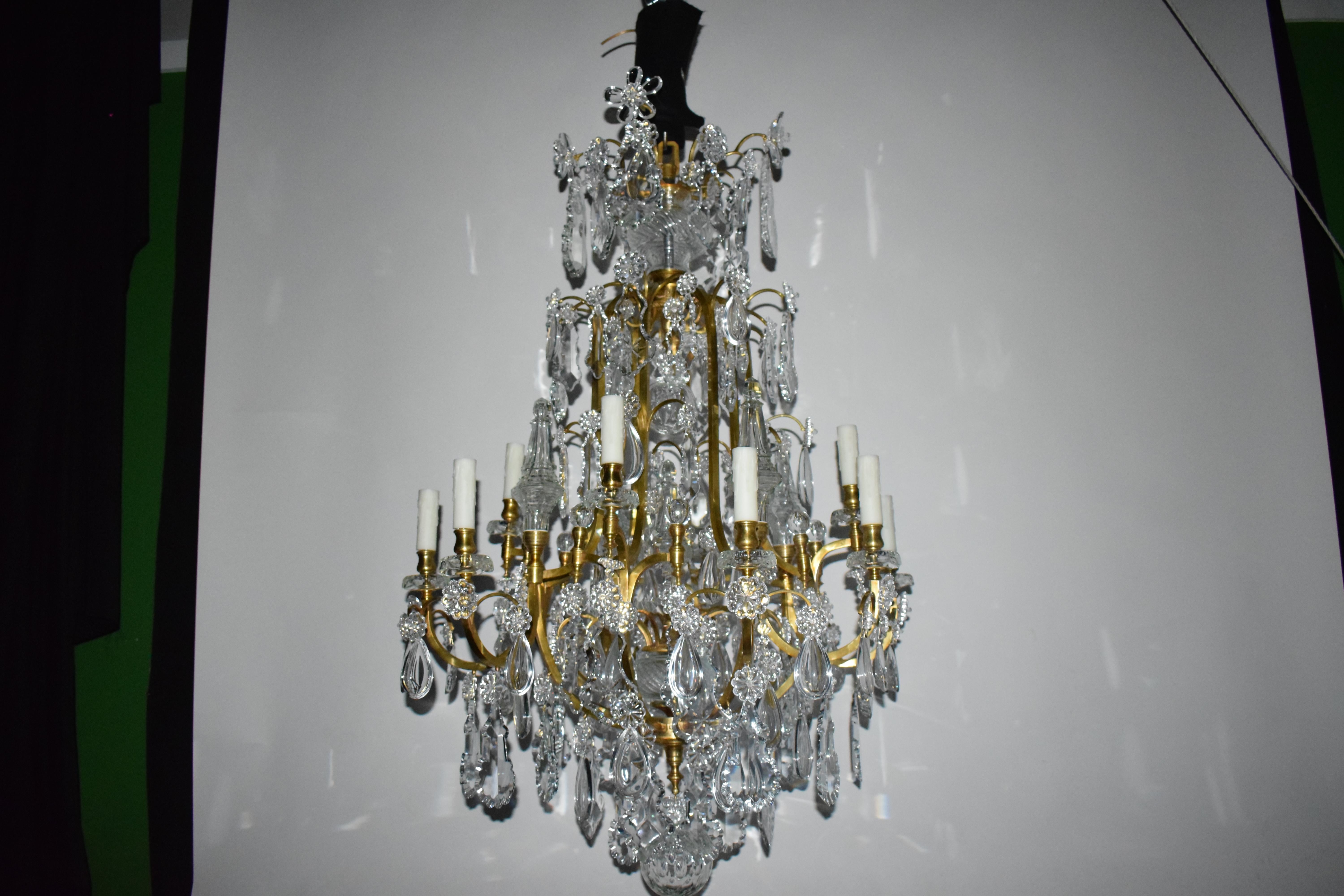 Gilt Bronze & Crystal Chandelier by Baccarat For Sale 7