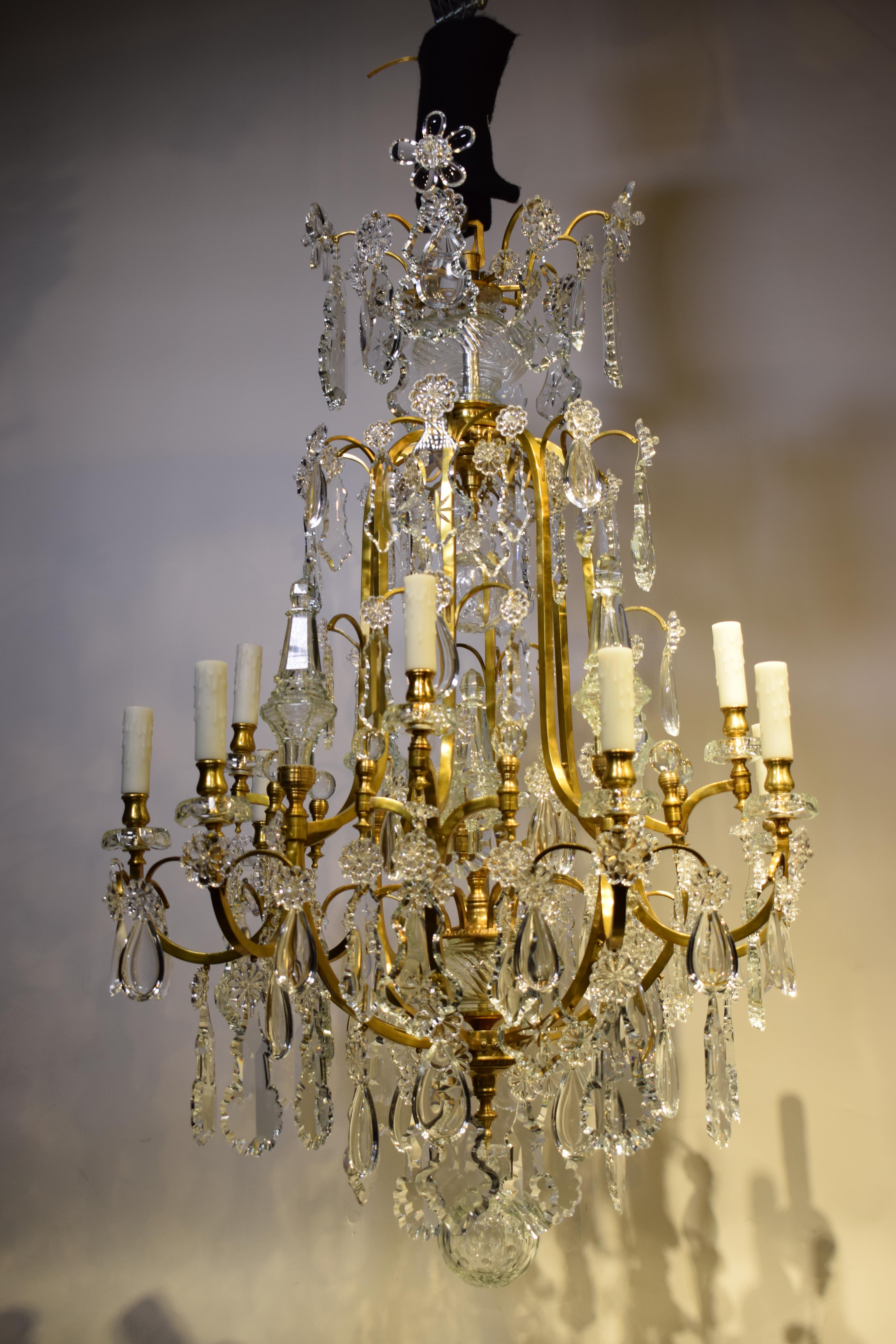 Gilt Bronze & Crystal Chandelier by Baccarat For Sale 8