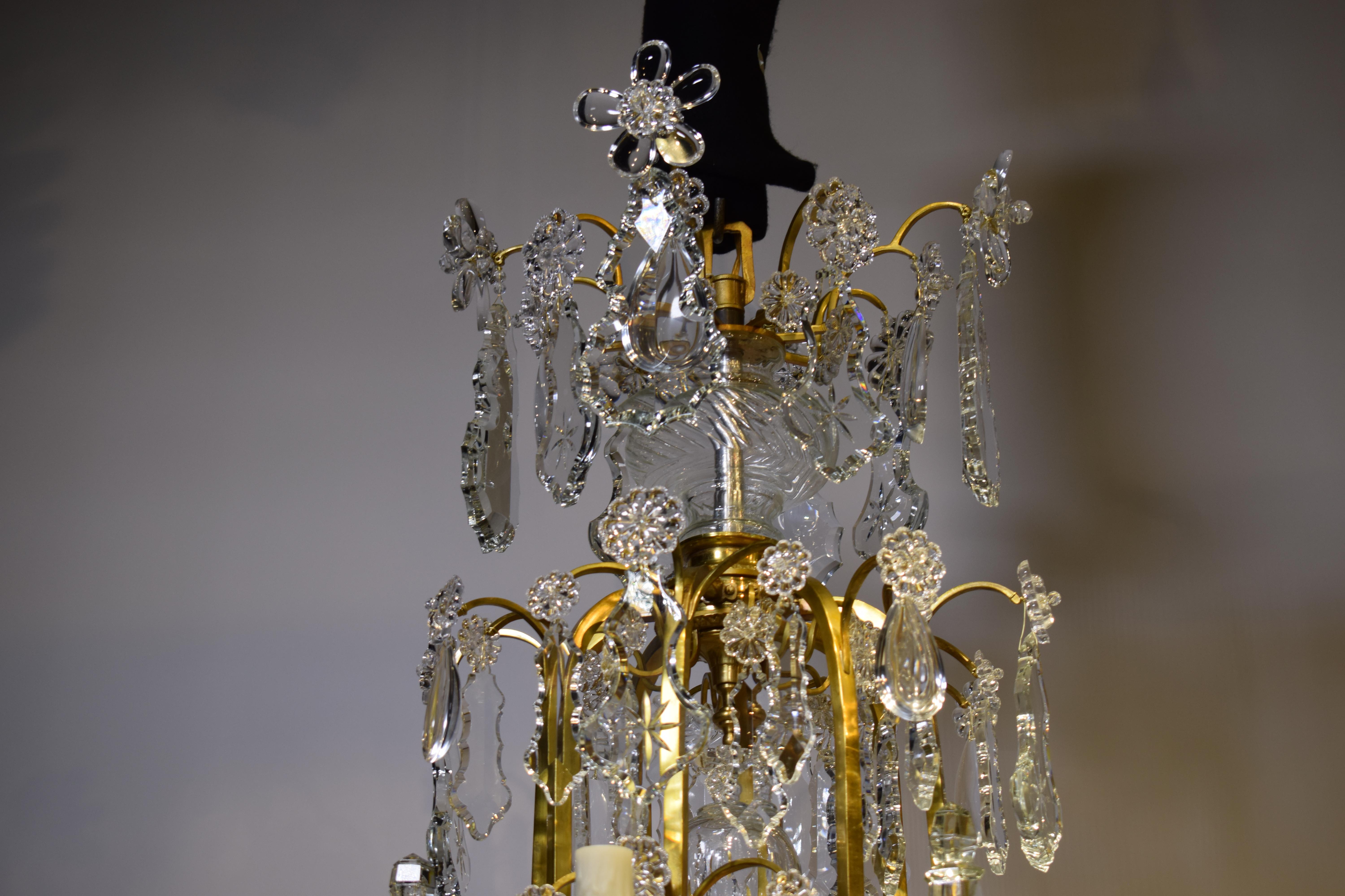 Gilt Bronze & Crystal Chandelier by Baccarat For Sale 9