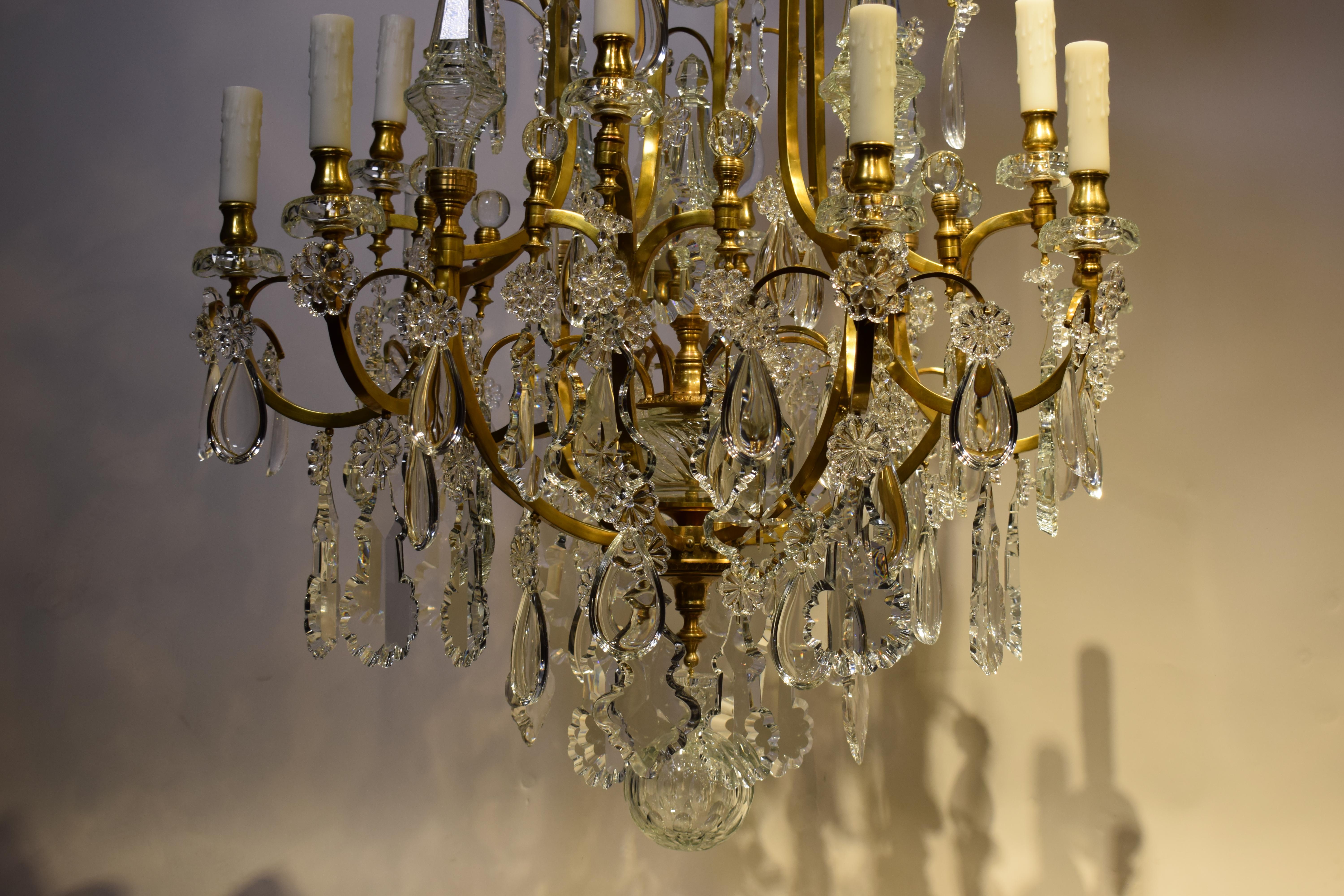 Gilt Bronze & Crystal Chandelier by Baccarat For Sale 10