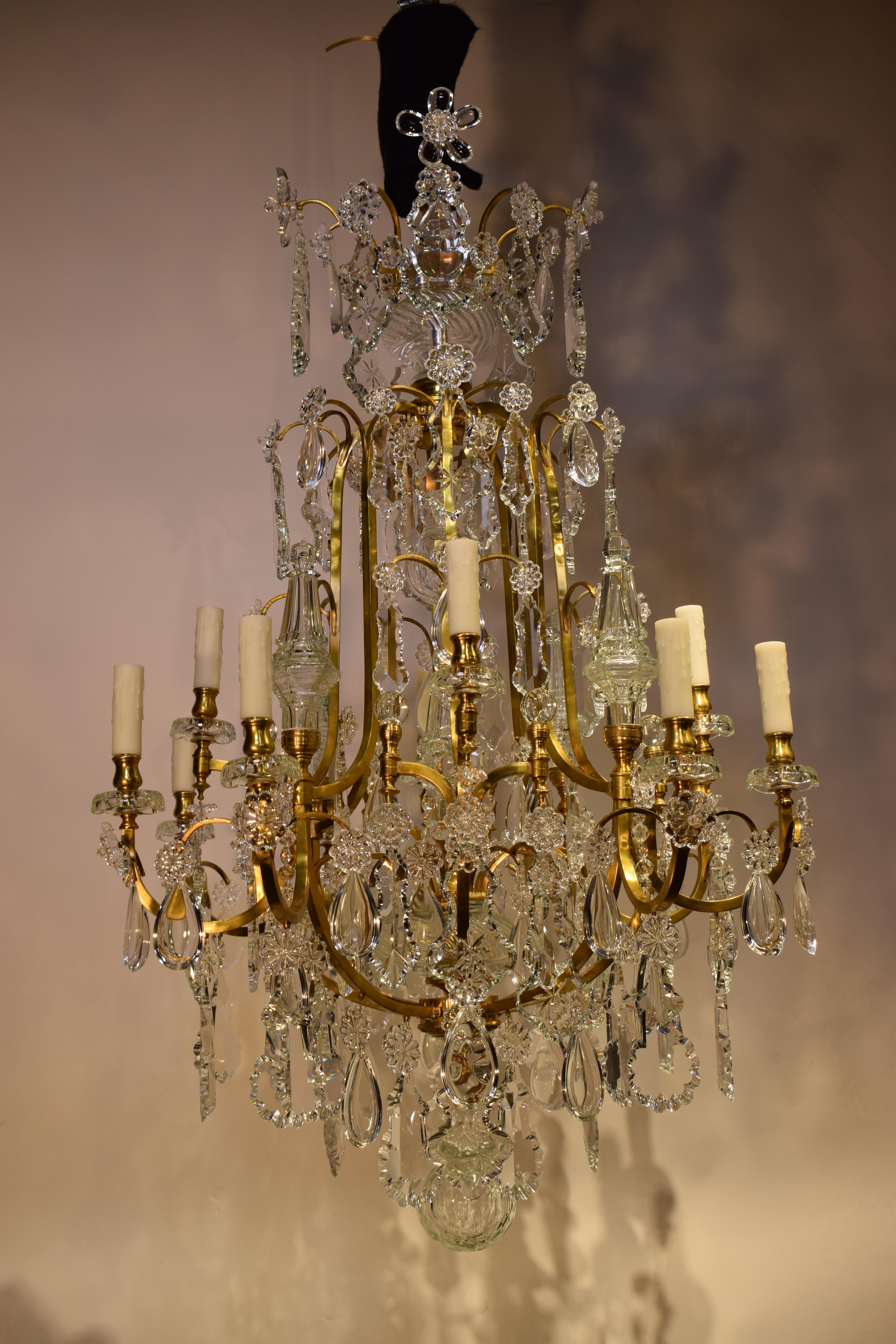 Gilt Bronze & Crystal Chandelier by Baccarat For Sale 11
