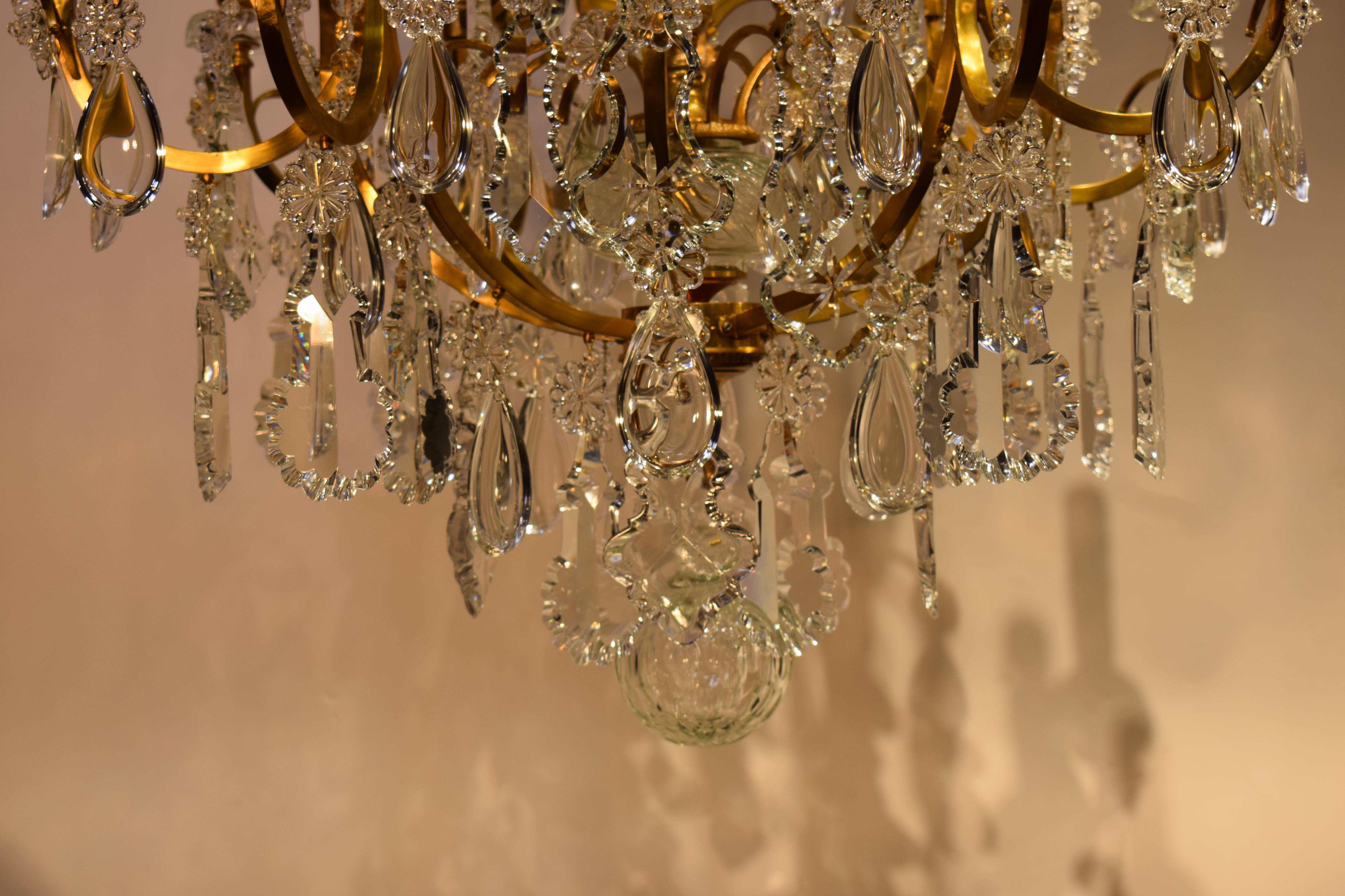 Gilt Bronze & Crystal Chandelier by Baccarat For Sale 12