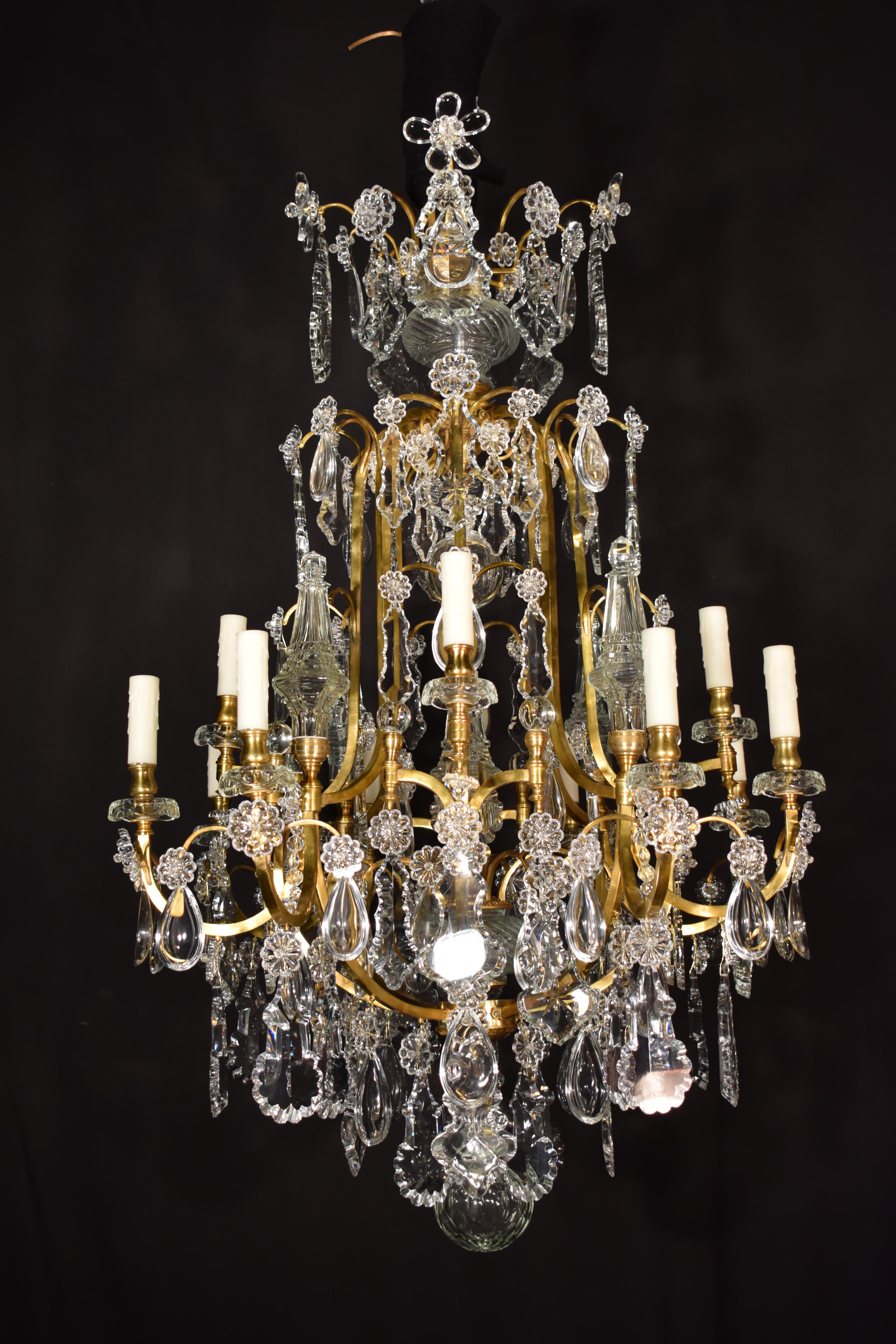 Gilt Bronze & Crystal Chandelier by Baccarat For Sale 14