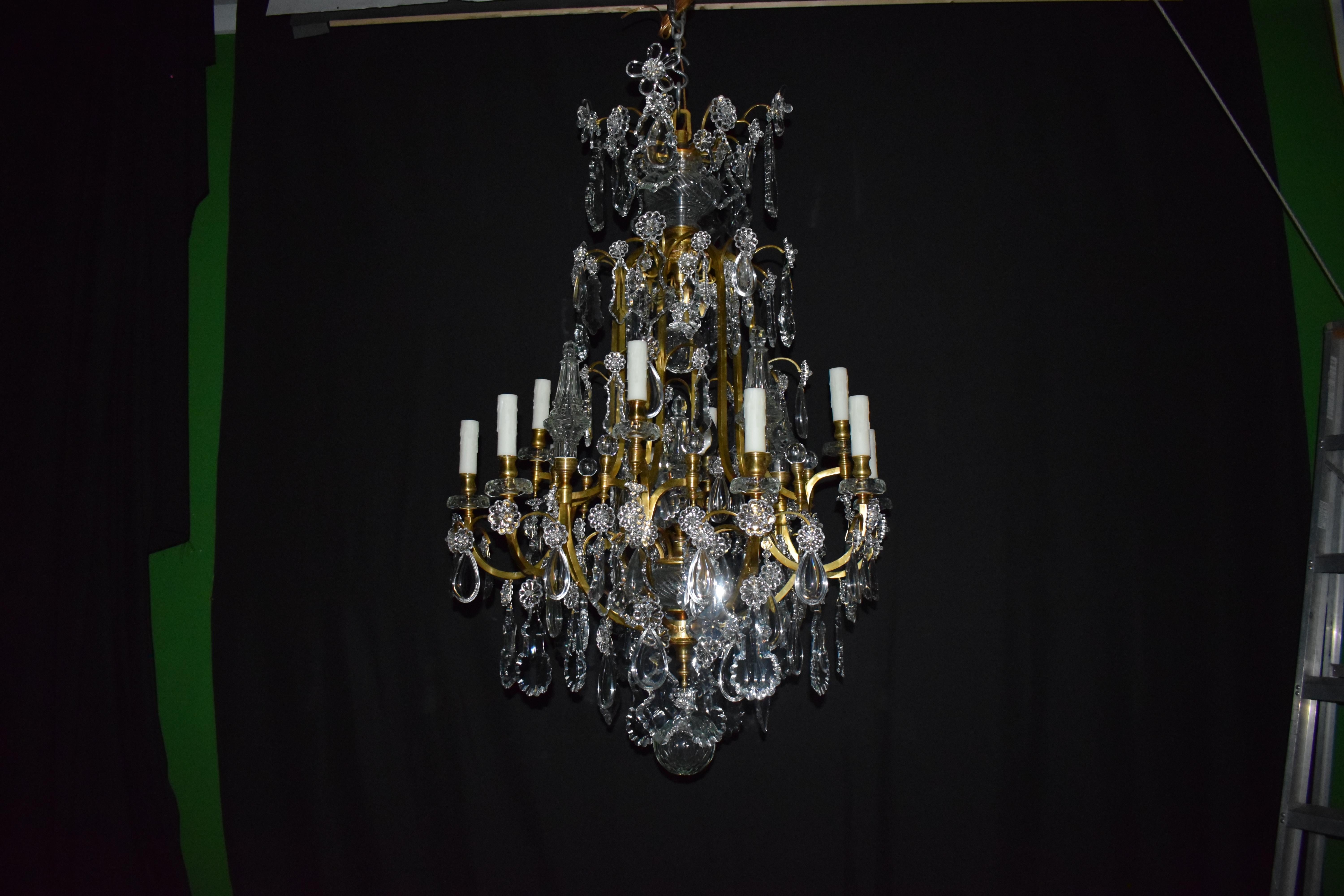 Louis XV Gilt Bronze & Crystal Chandelier by Baccarat For Sale