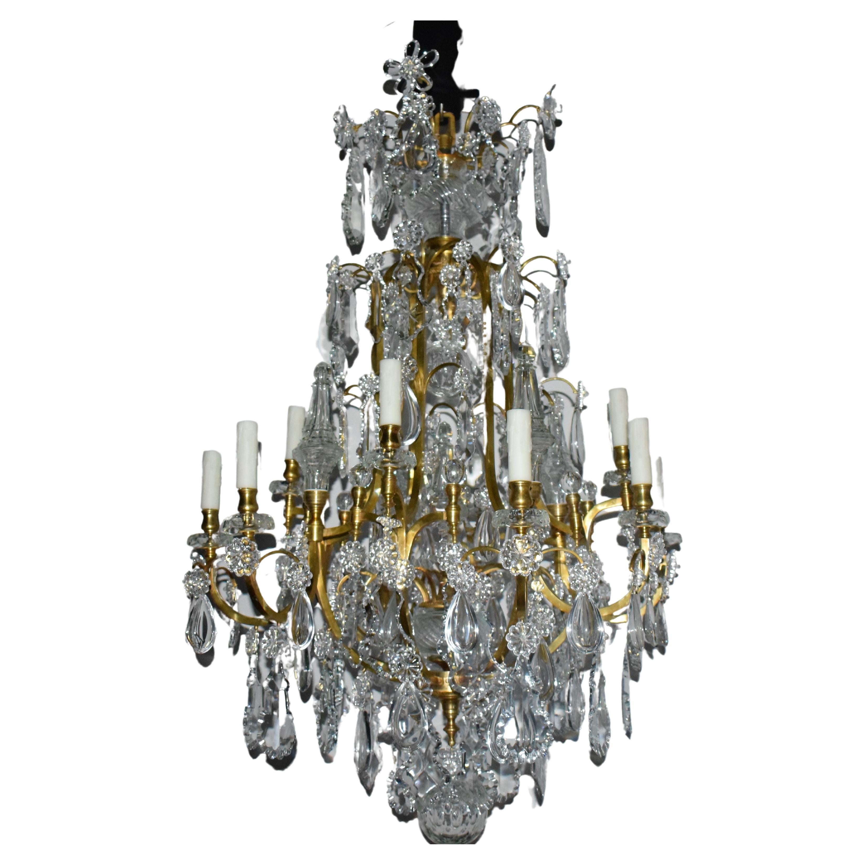 Gilt Bronze & Crystal Chandelier by Baccarat For Sale