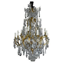 Lustre en bronze doré et cristal de Baccarat