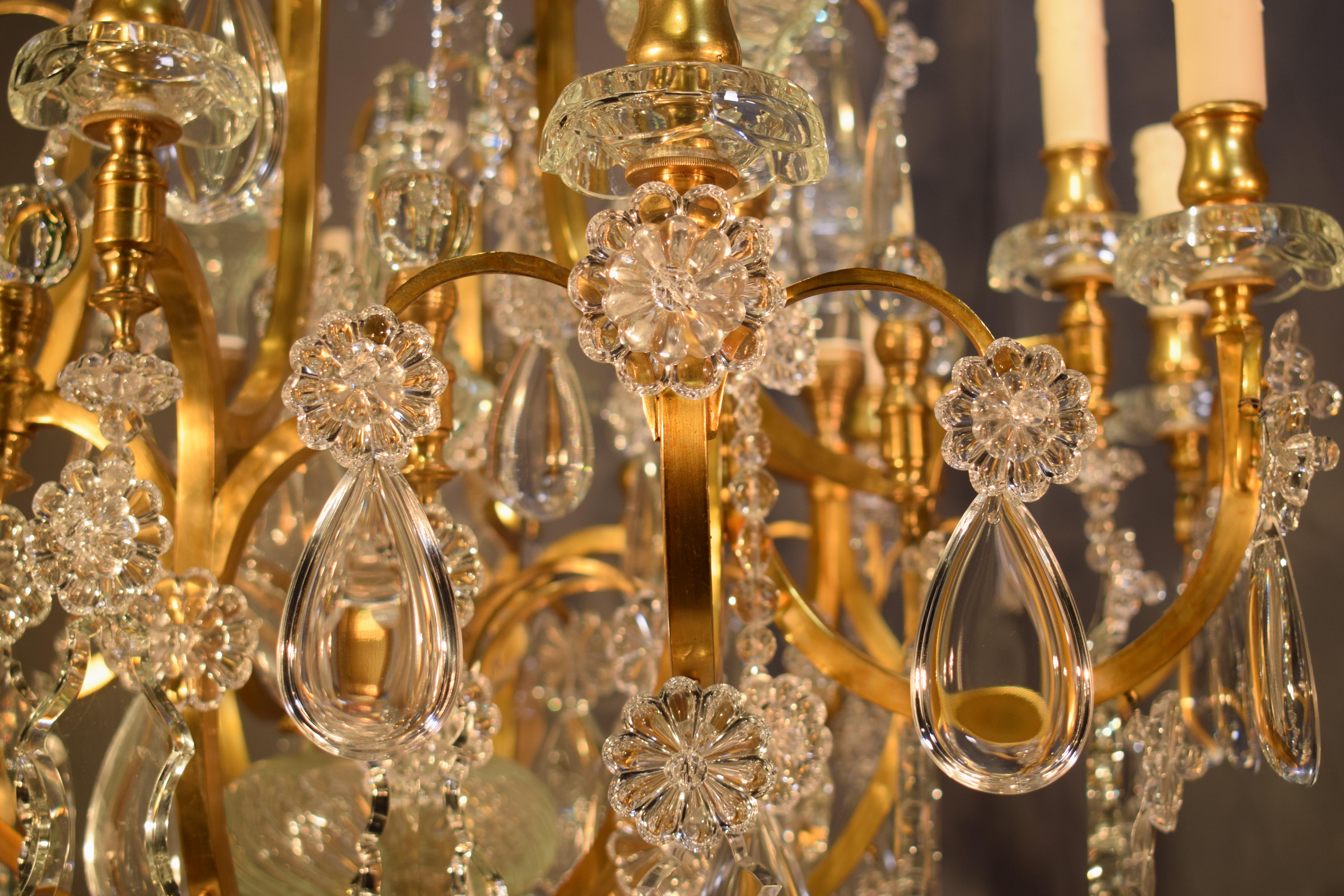 Baccarat Gilt Bronze and Crystal Chandelier 5