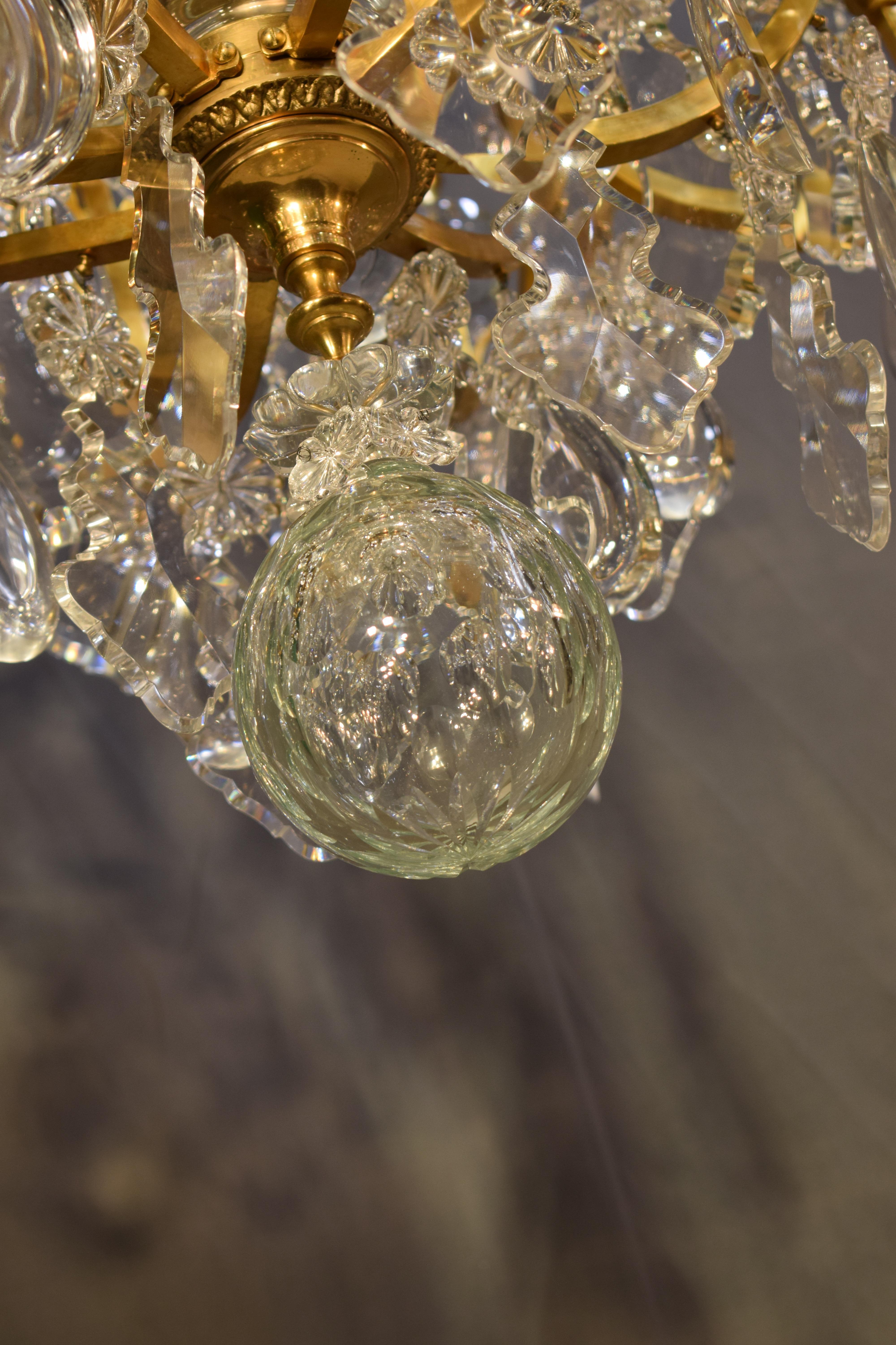 Baccarat Gilt Bronze and Crystal Chandelier 6