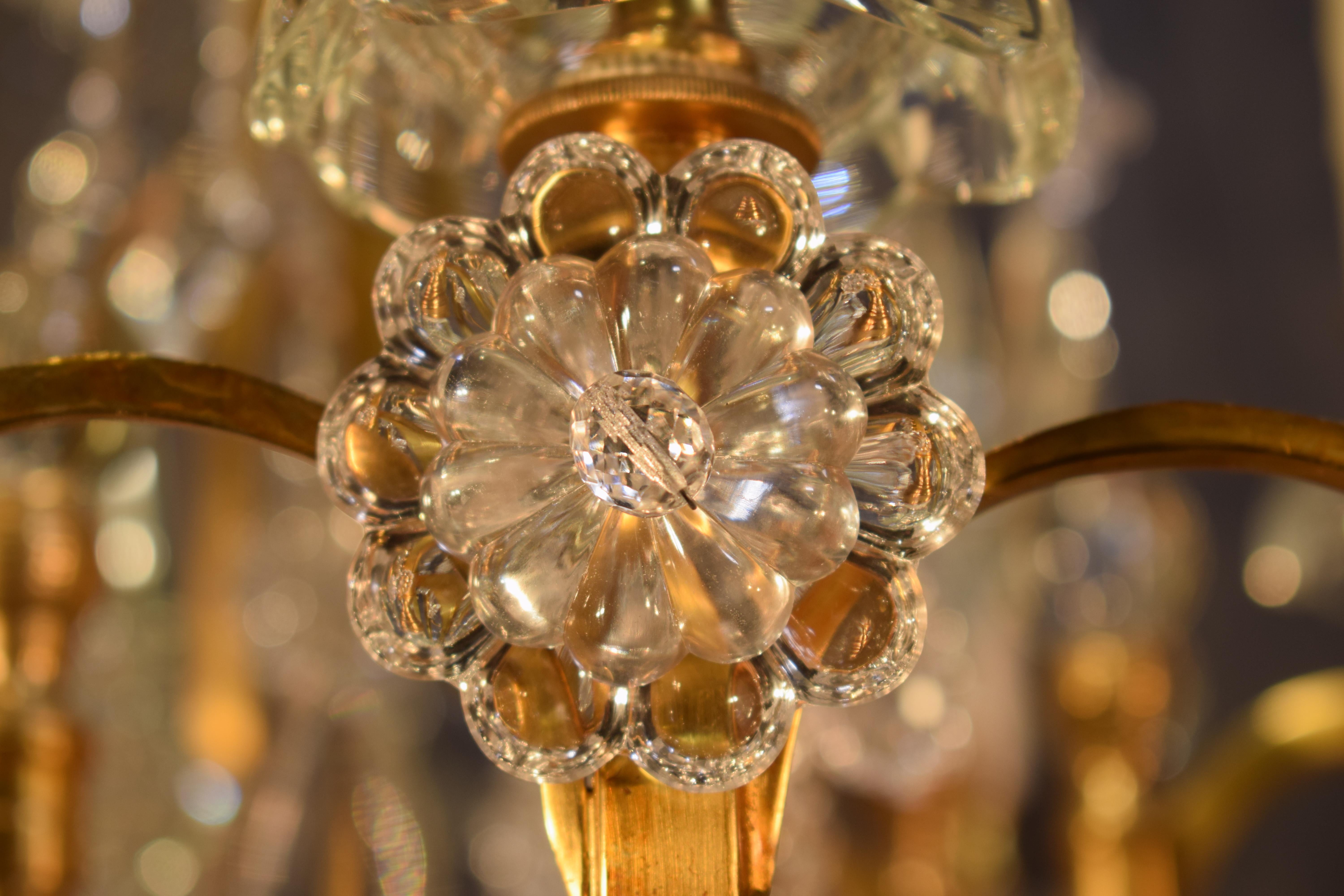 Baccarat Gilt Bronze and Crystal Chandelier 7