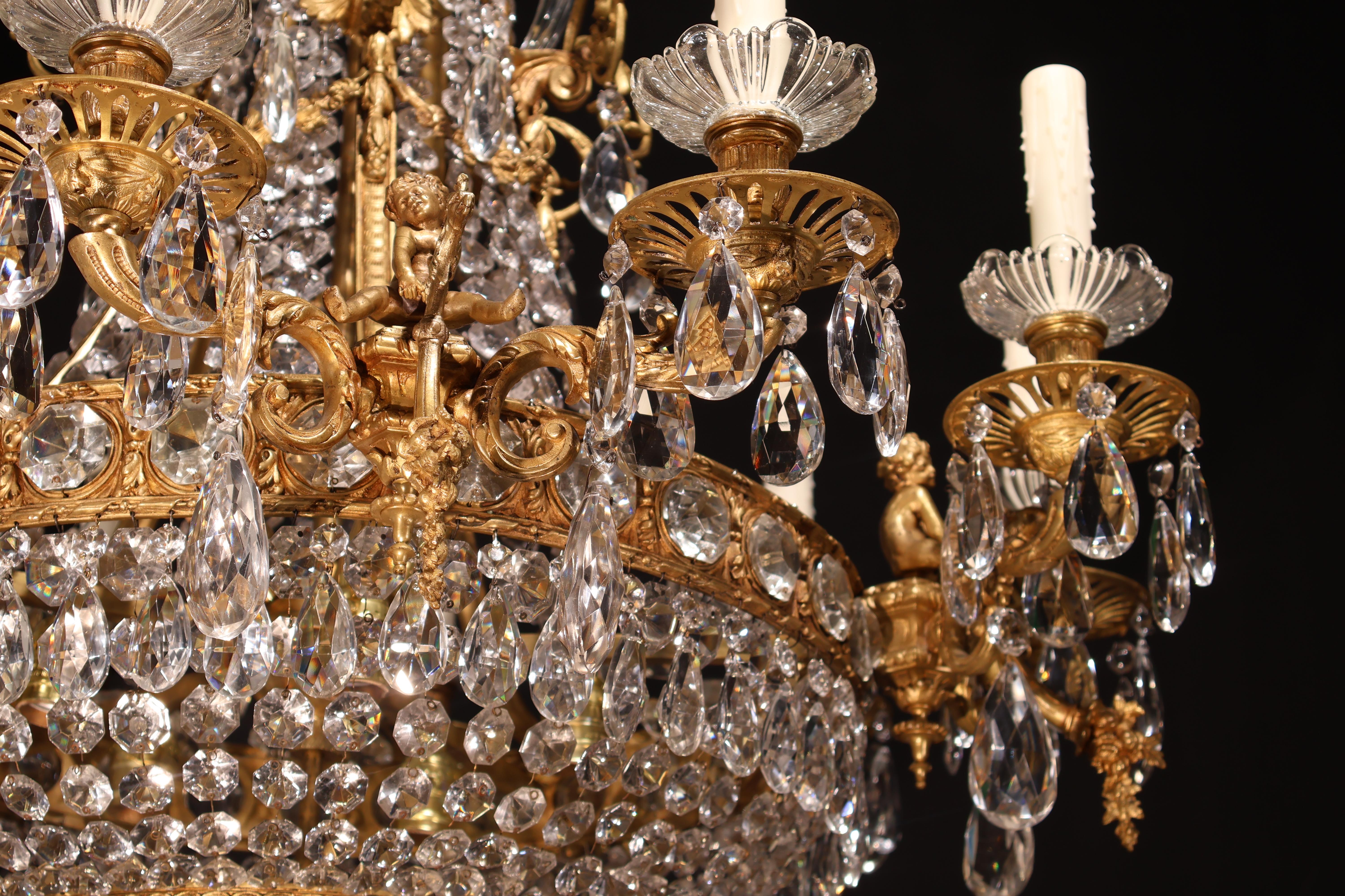 Gilt Bronze & Crystal Chandelier For Sale 6
