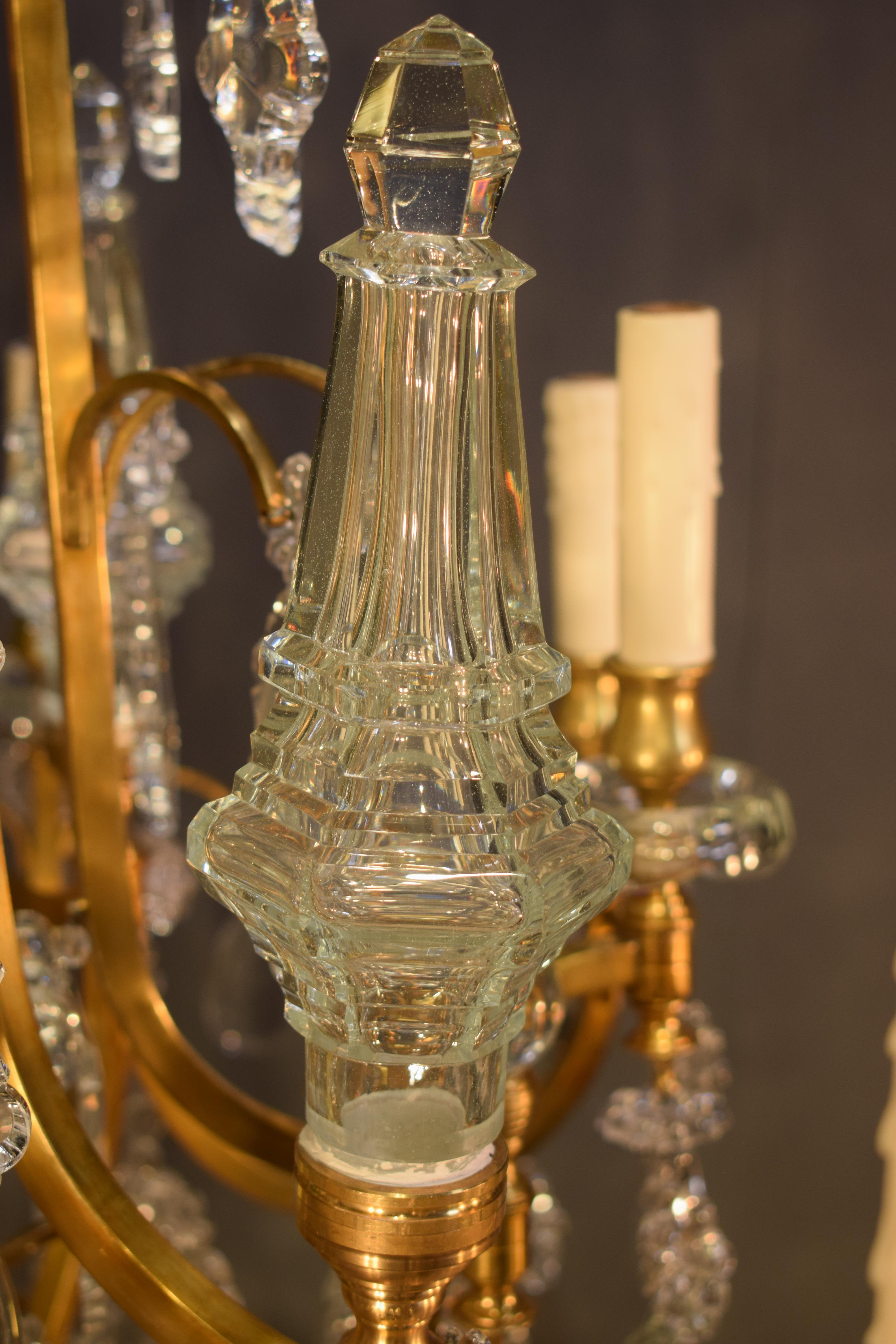 Baccarat Gilt Bronze and Crystal Chandelier 9