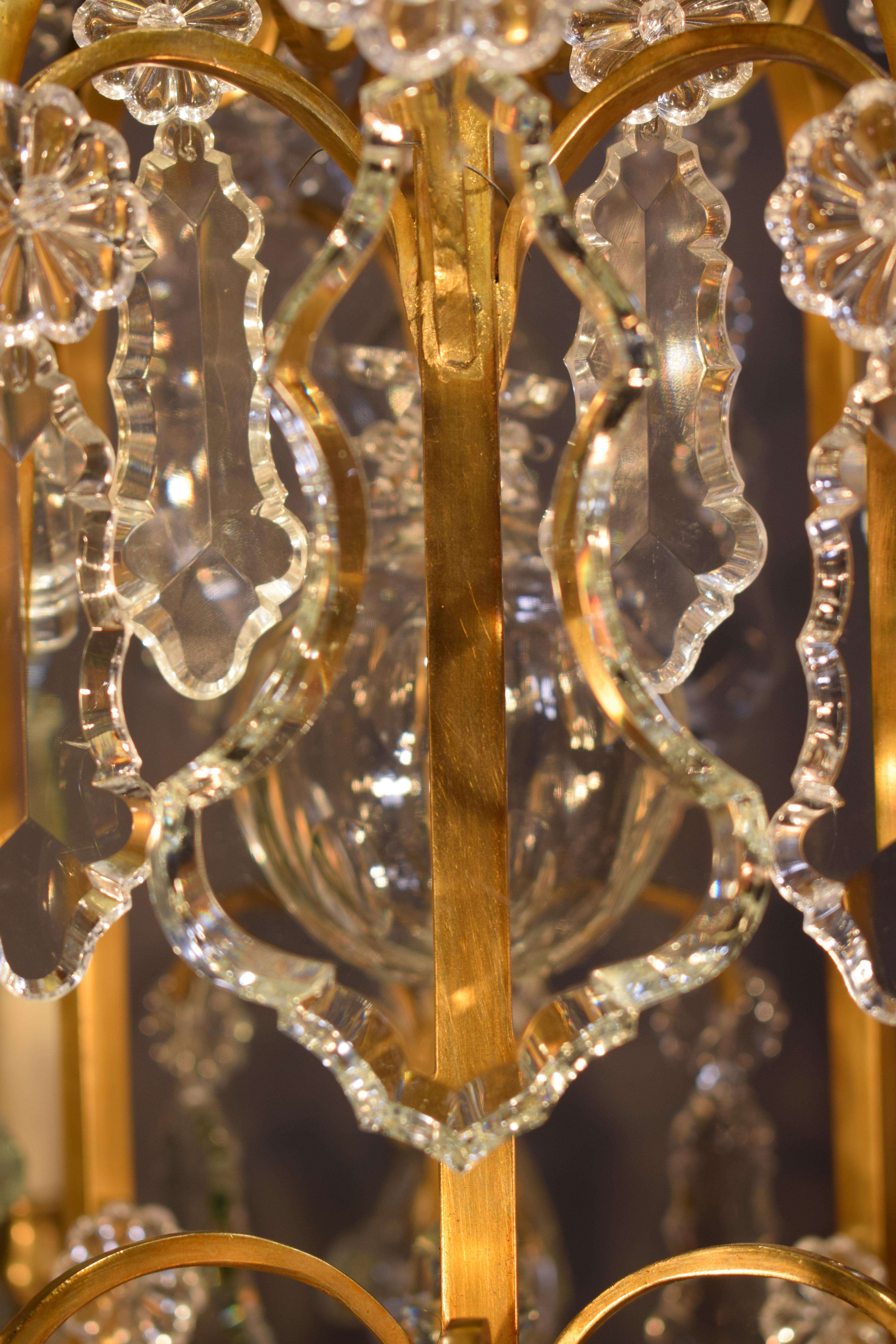 Baccarat Gilt Bronze and Crystal Chandelier 10