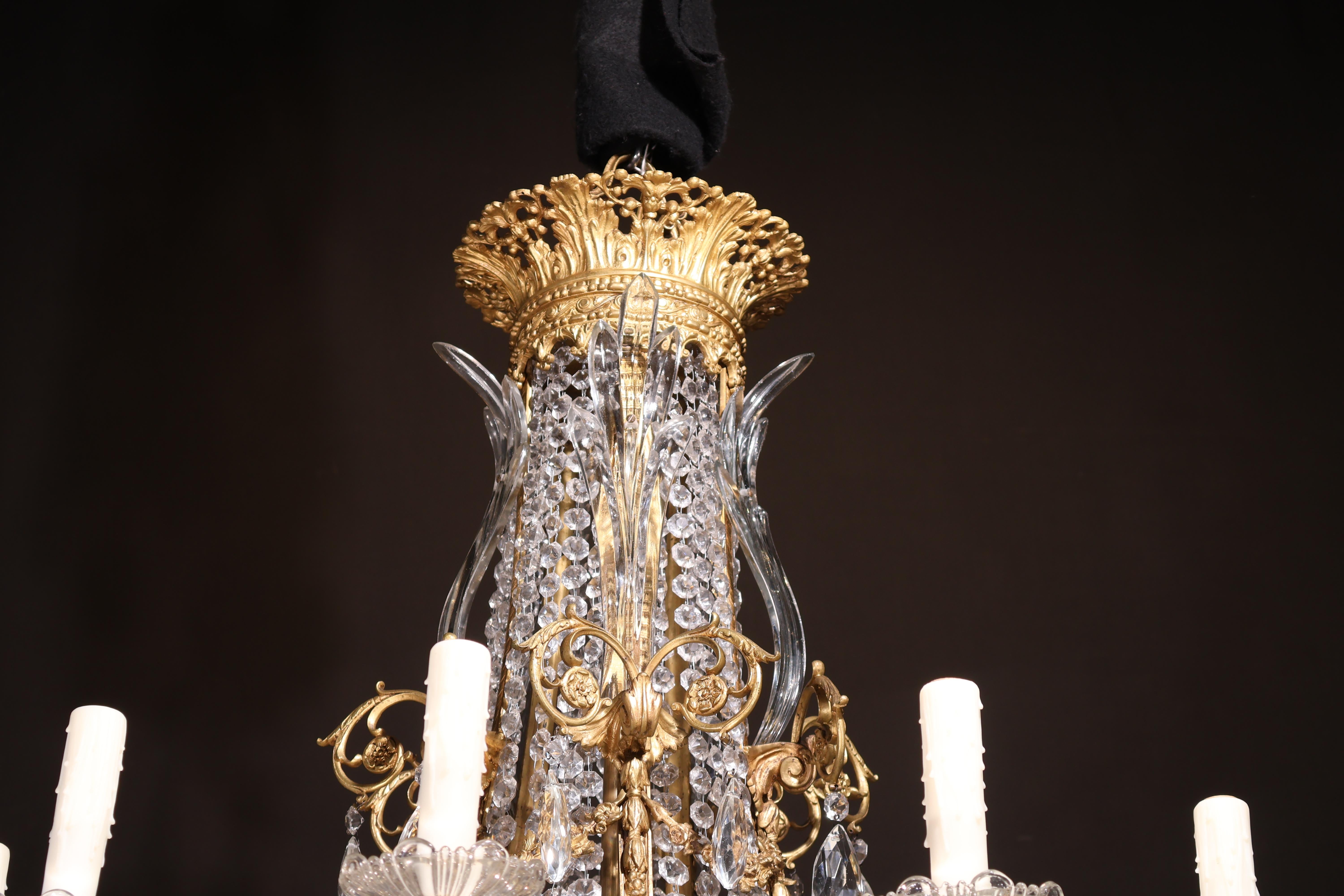 Gilt Bronze & Crystal Chandelier For Sale 9